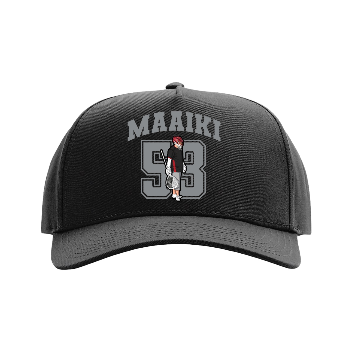 Full Fabric Five-Panel Champ Cap — Number in Black