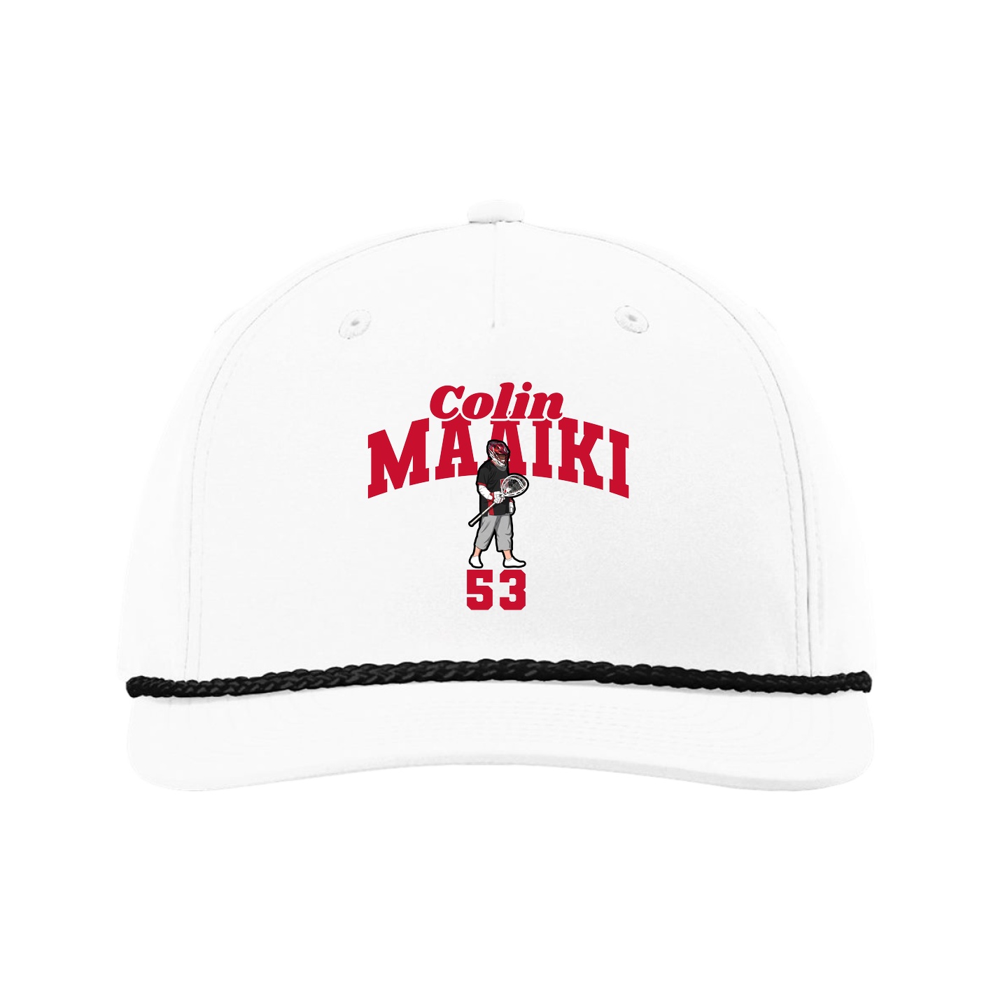 Five-Panel Classic Rope Cap — Signature Arch in White