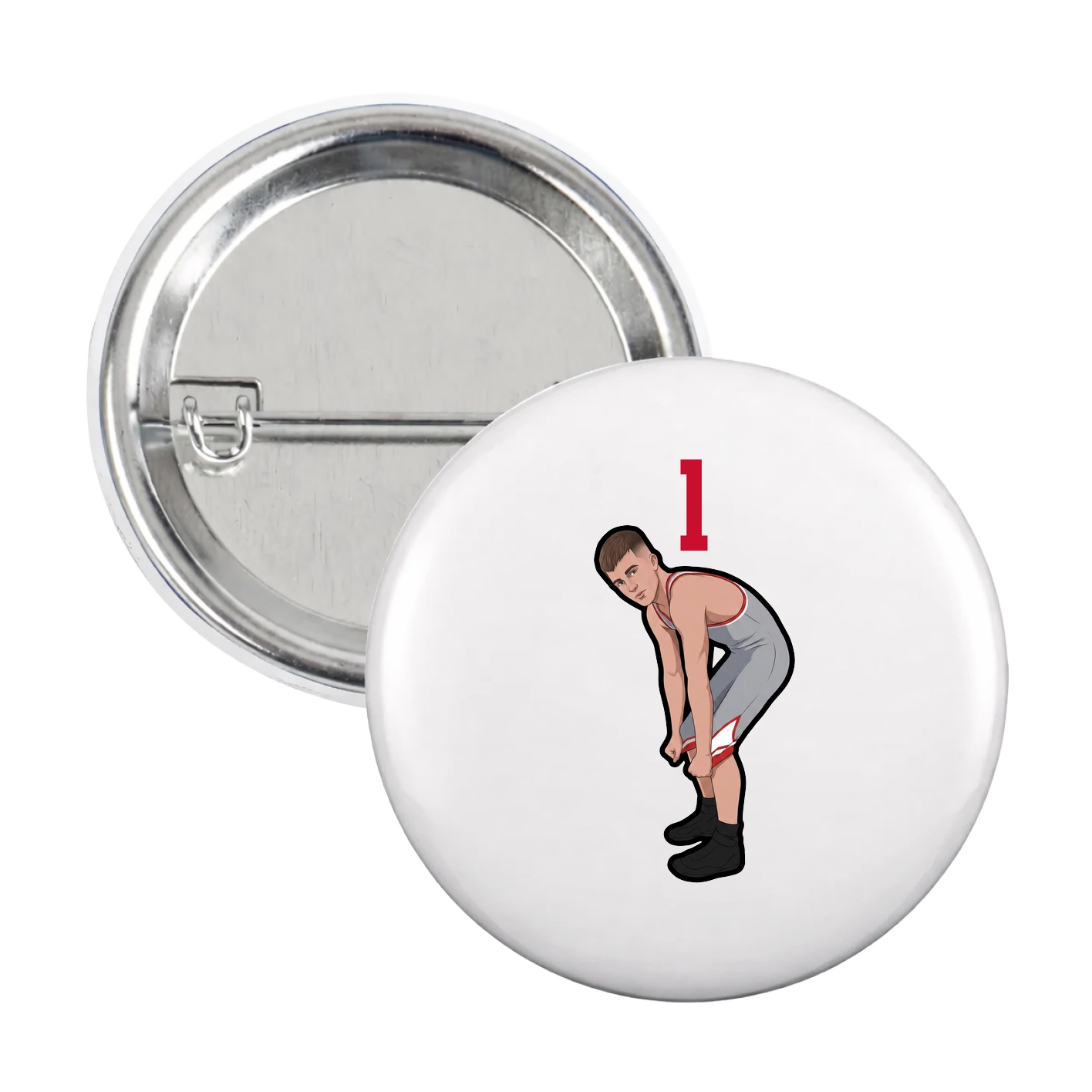 Game Day Button — Number Top in White