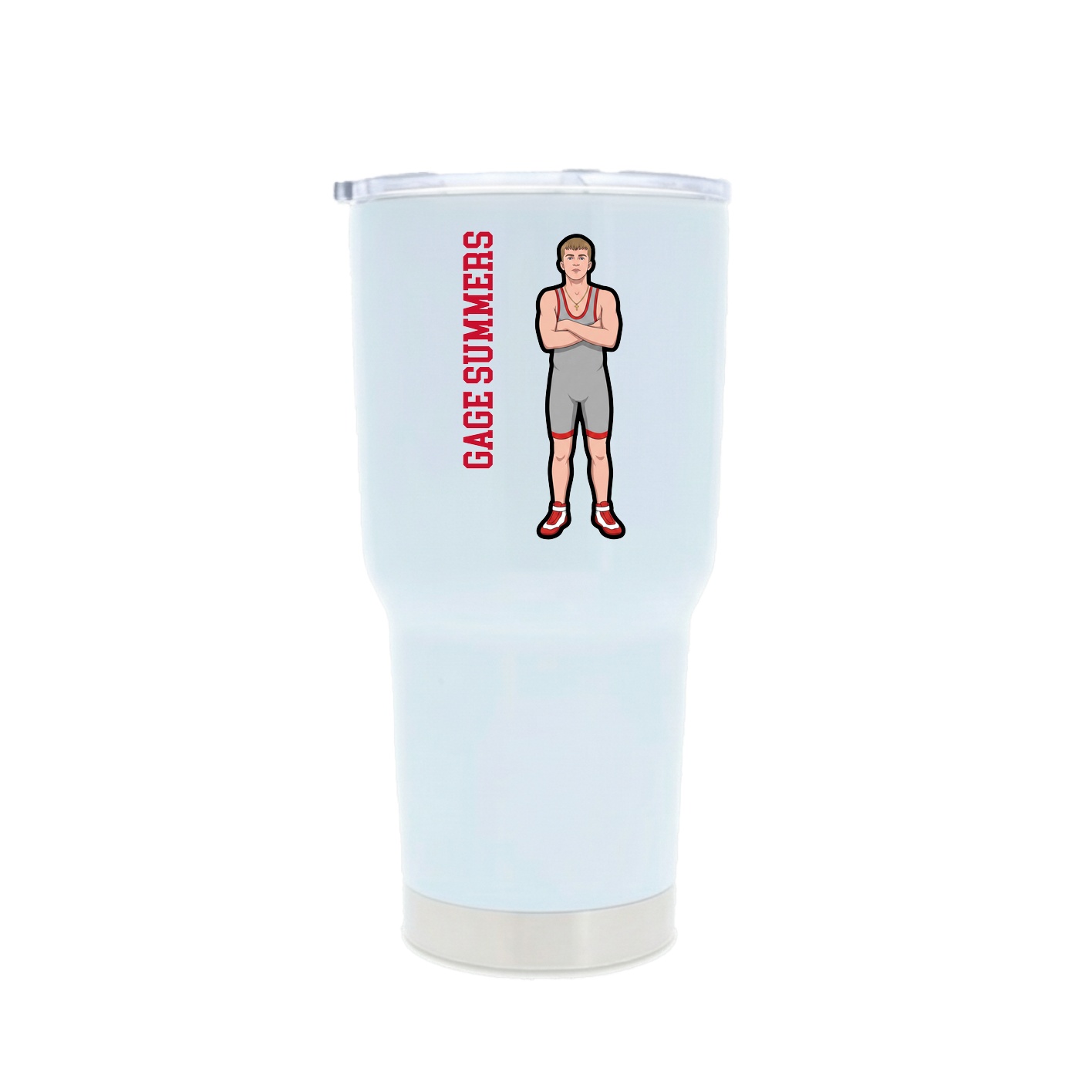 30oz Stainless Steel Tumbler — Name Vertical in White