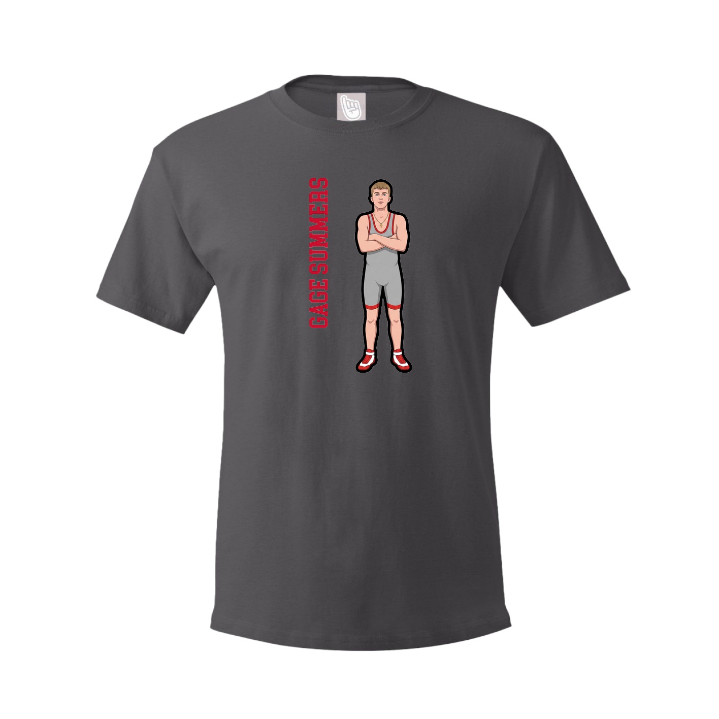 Tee — Name Vertical in Grey
