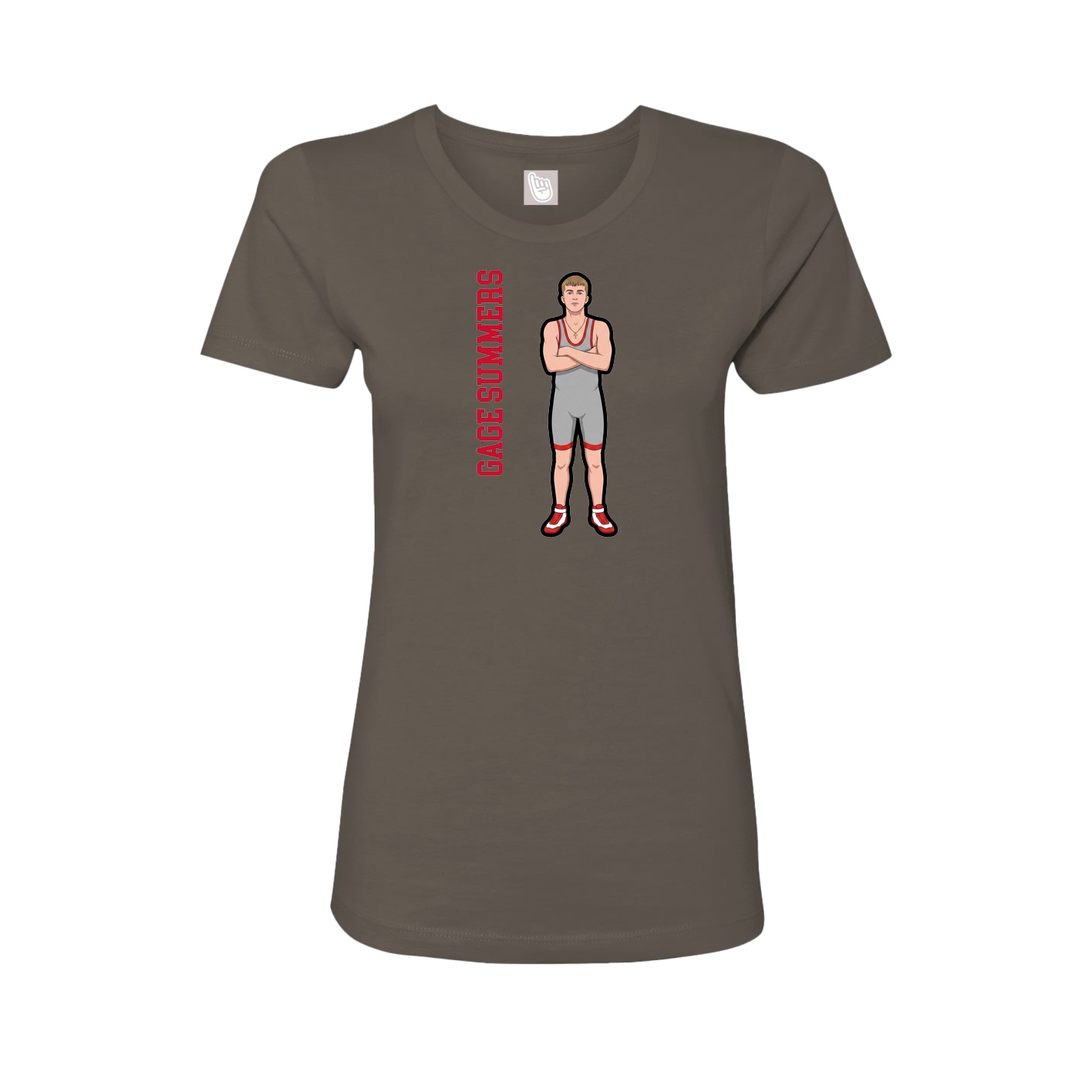 Womens Tee — Name Vertical in Grey
