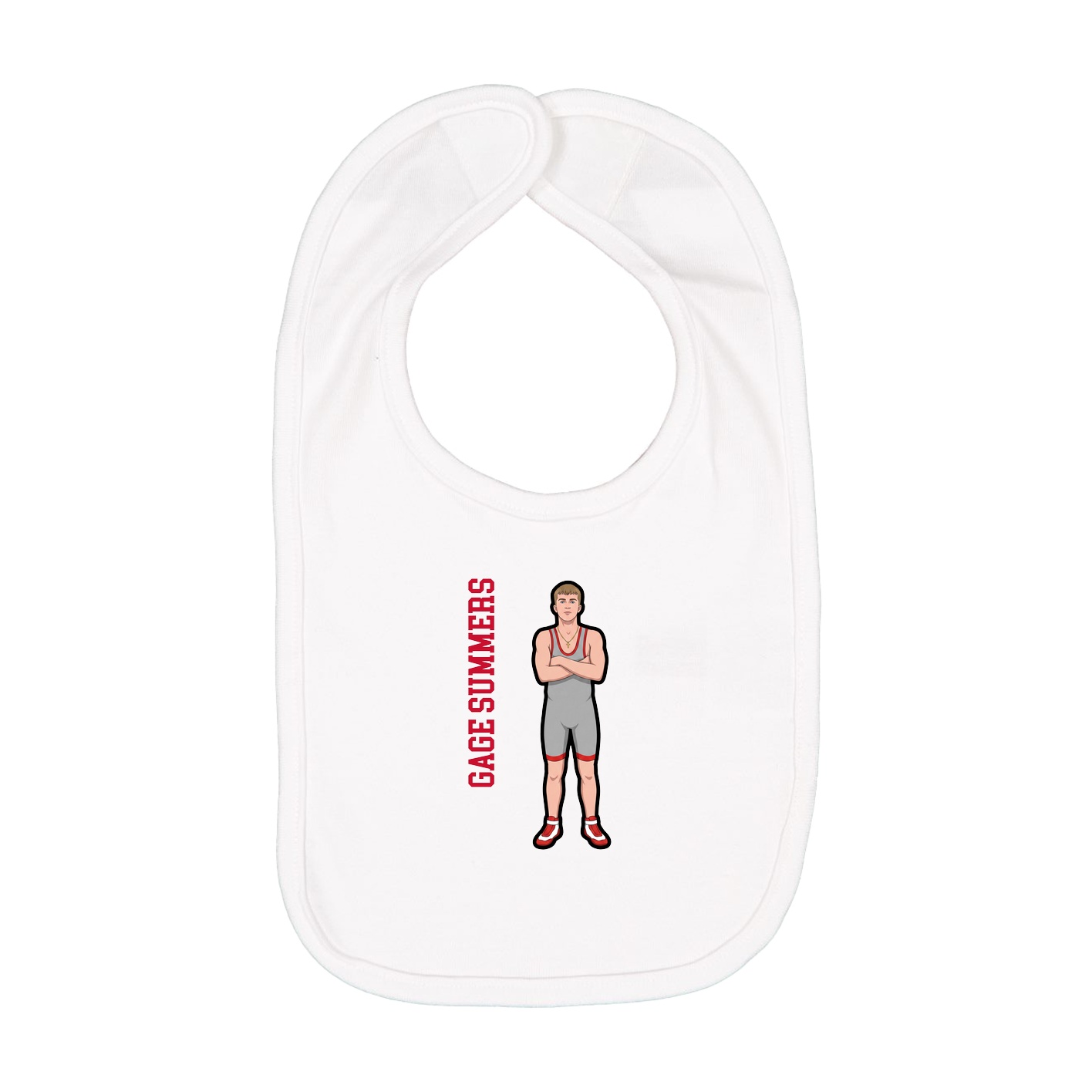Infant Bib — Name Vertical in White
