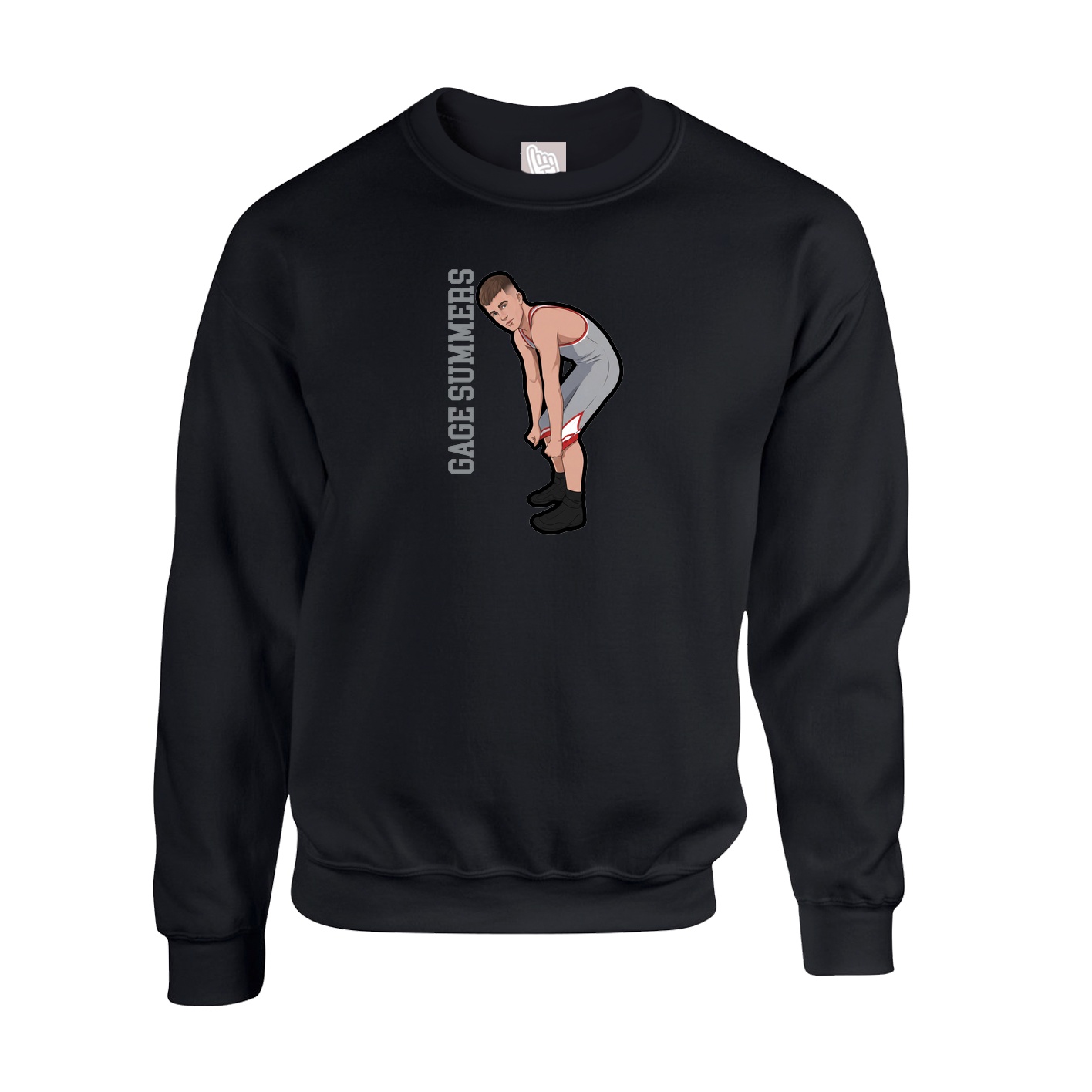 Fleece Crew — Name Vertical in Black