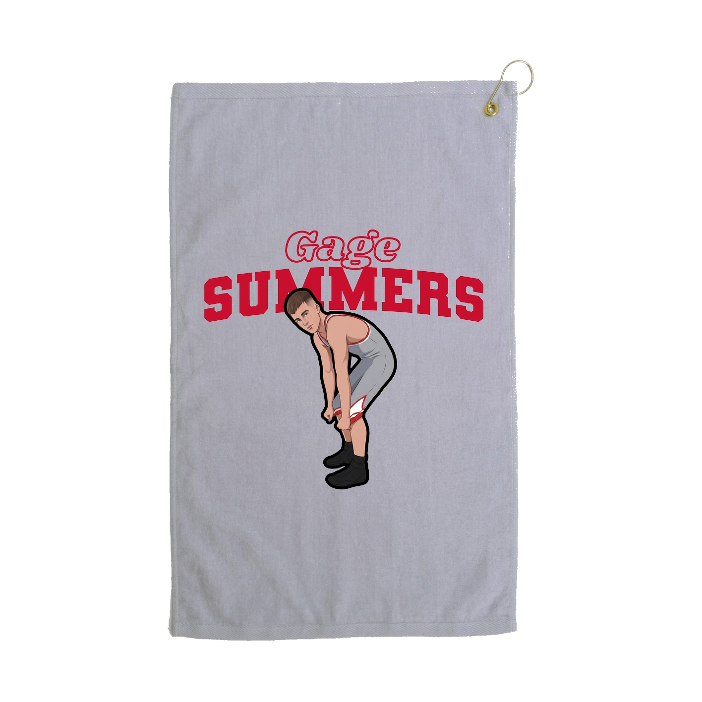 Golf Towel — Name Arch in Grey