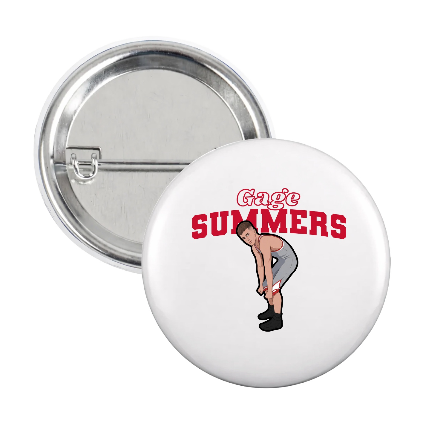 Game Day Button — Name Arch in White