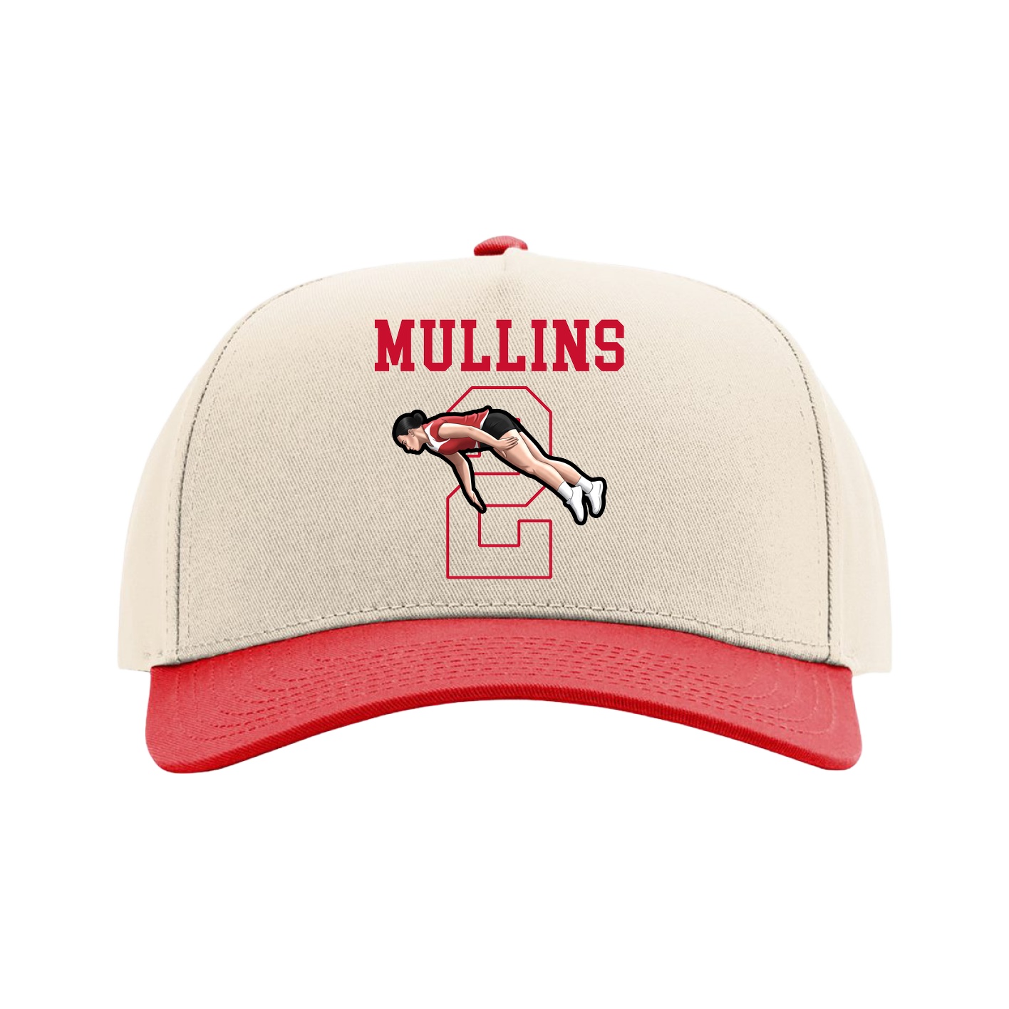 Full Fabric Five-Panel Champ Cap — Shirsey in Cream/Red