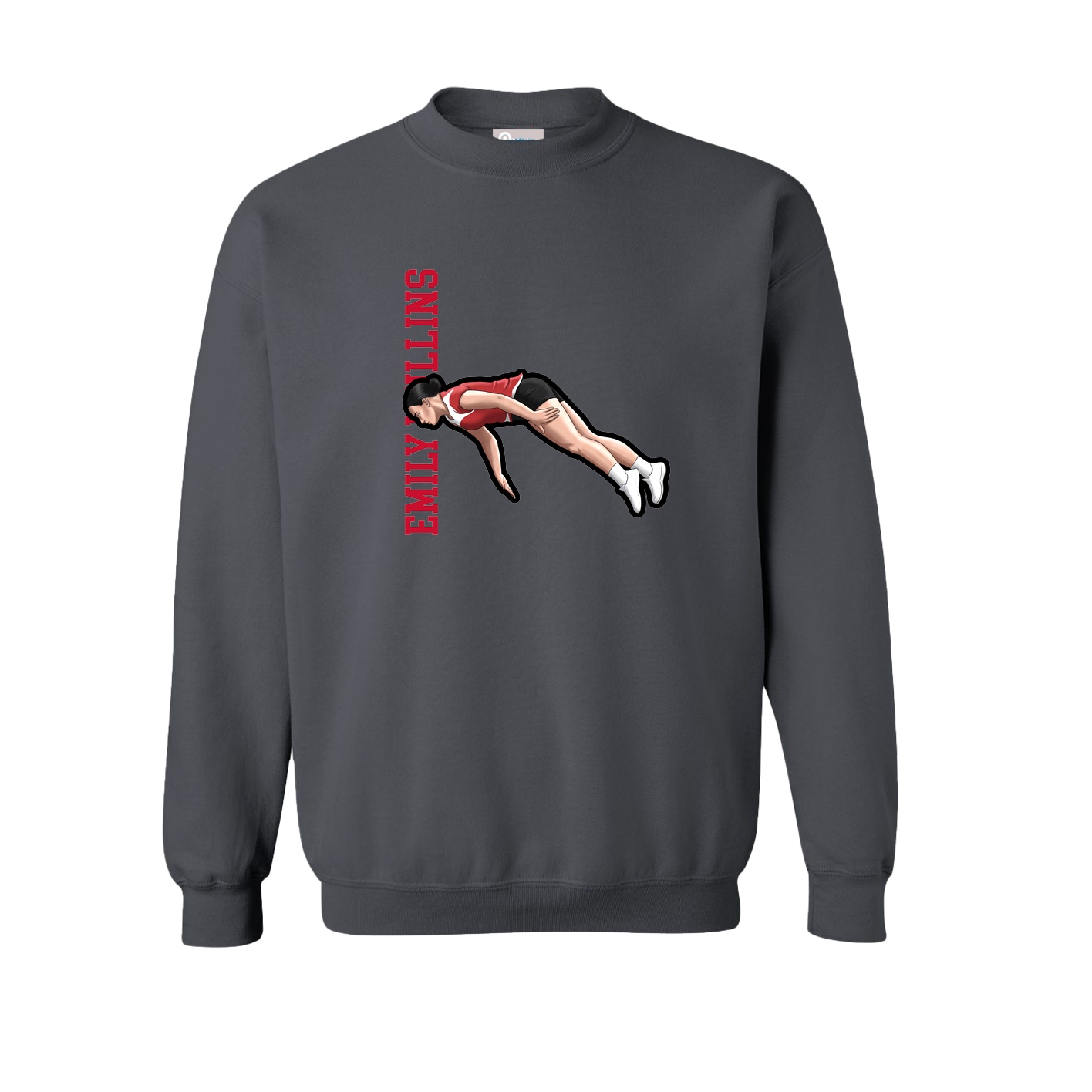 Fleece Crew — Name Vertical in Grey