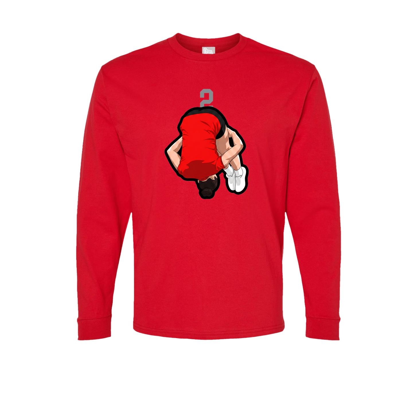 Long Sleeve Tee — Number Top in Red