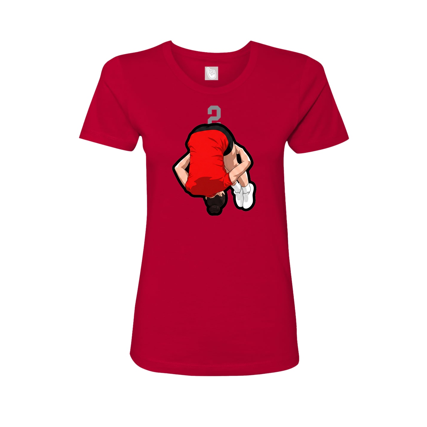 Fitted Women's Tee — Number Top in Red