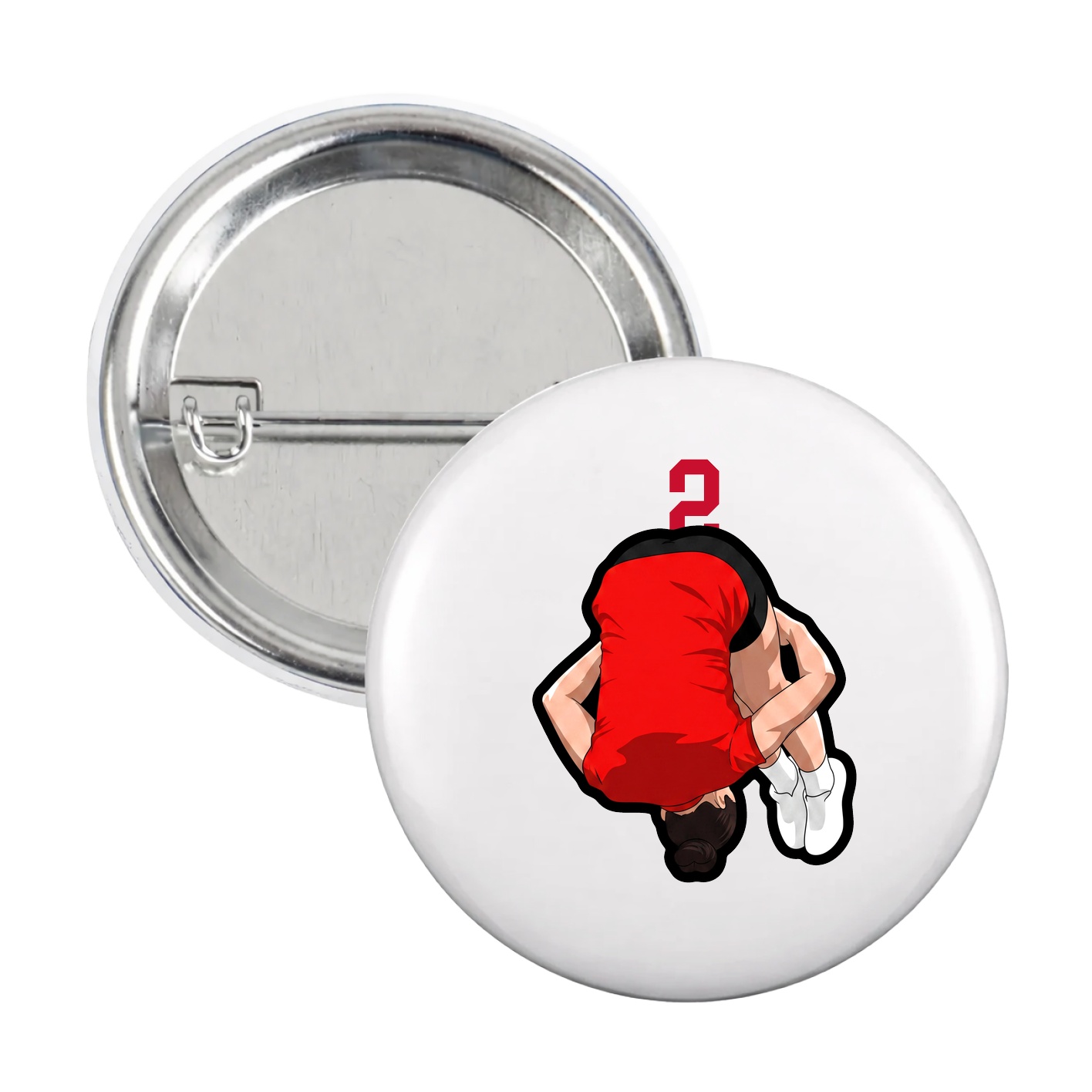 Game Day Button — Number Top in White