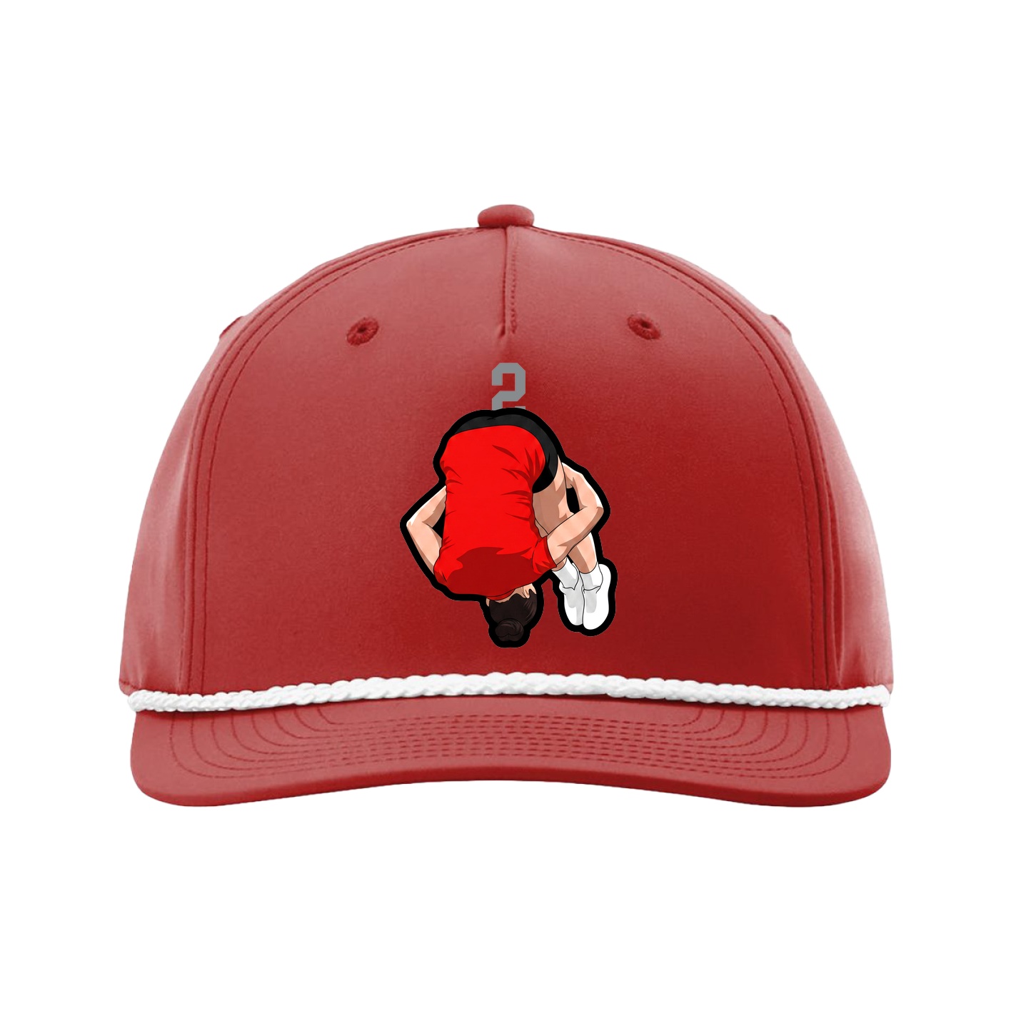 Five-Panel Classic Rope Cap — Number Top in Red