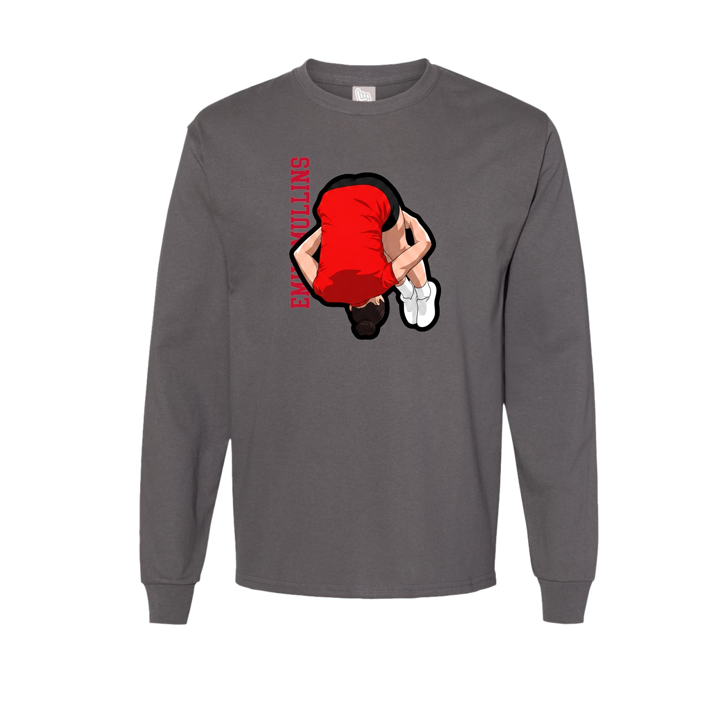 Long Sleeve Tee — Name Vertical in Grey