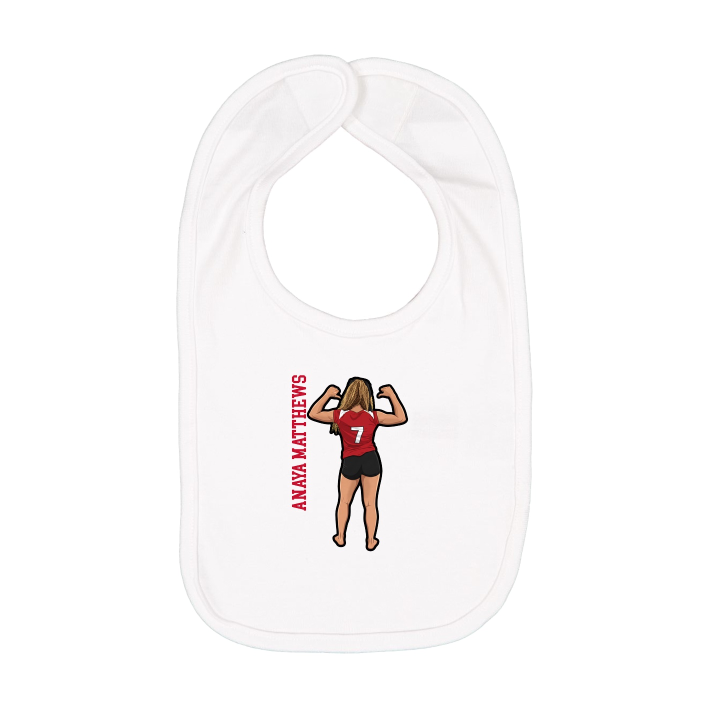 Infant Bib — Name Vertical in White