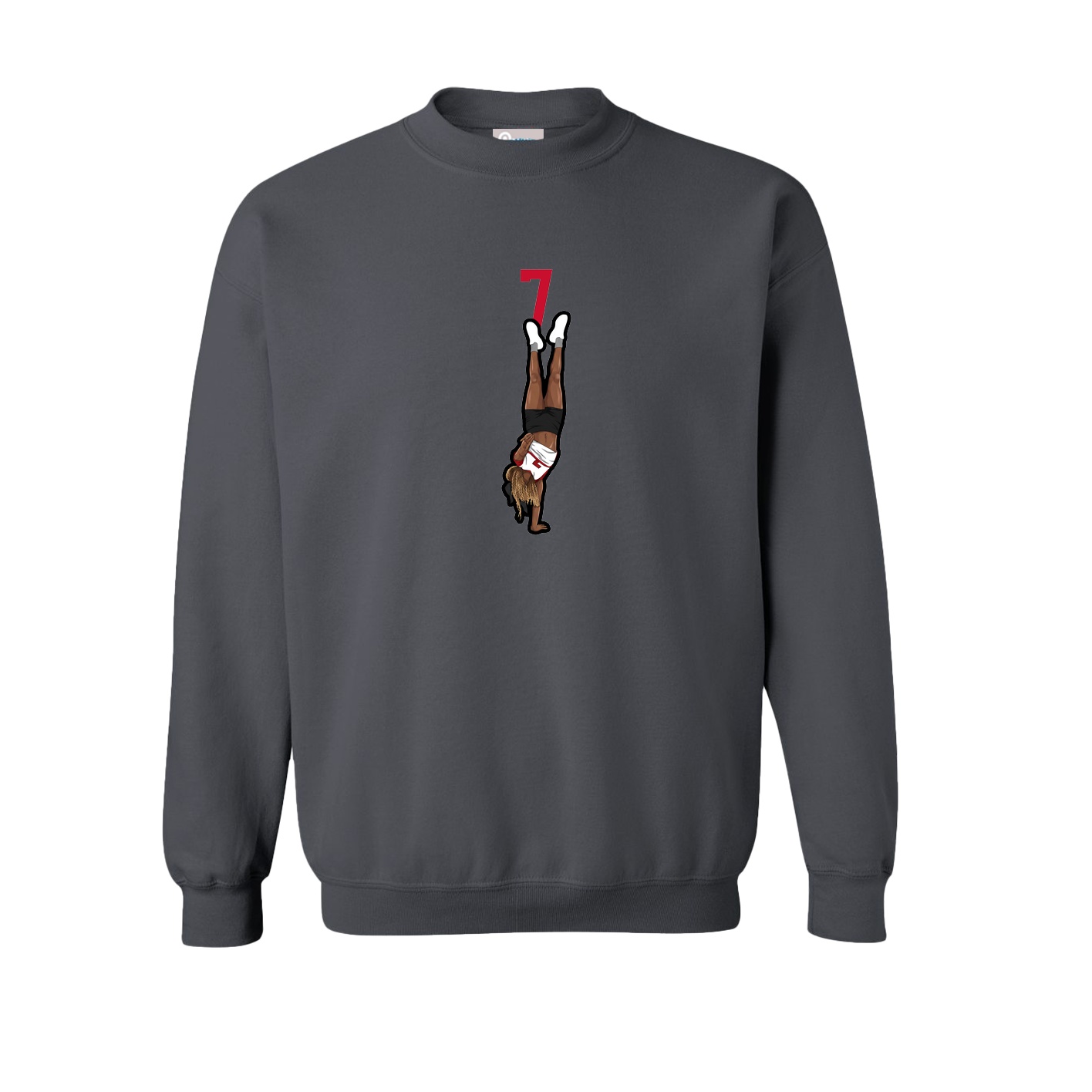 Fleece Crew — Number Top in Grey