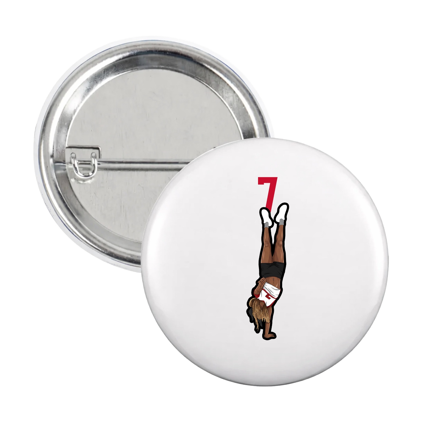 Game Day Button — Number Top in White