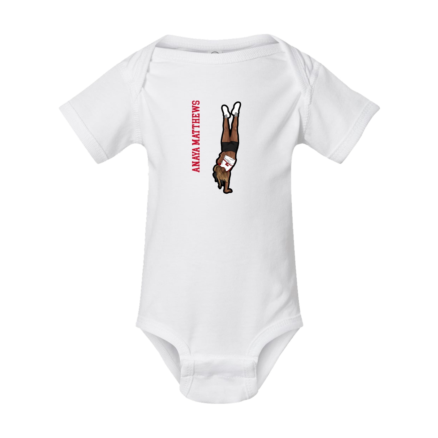 Baby Onesie — Name Vertical in White
