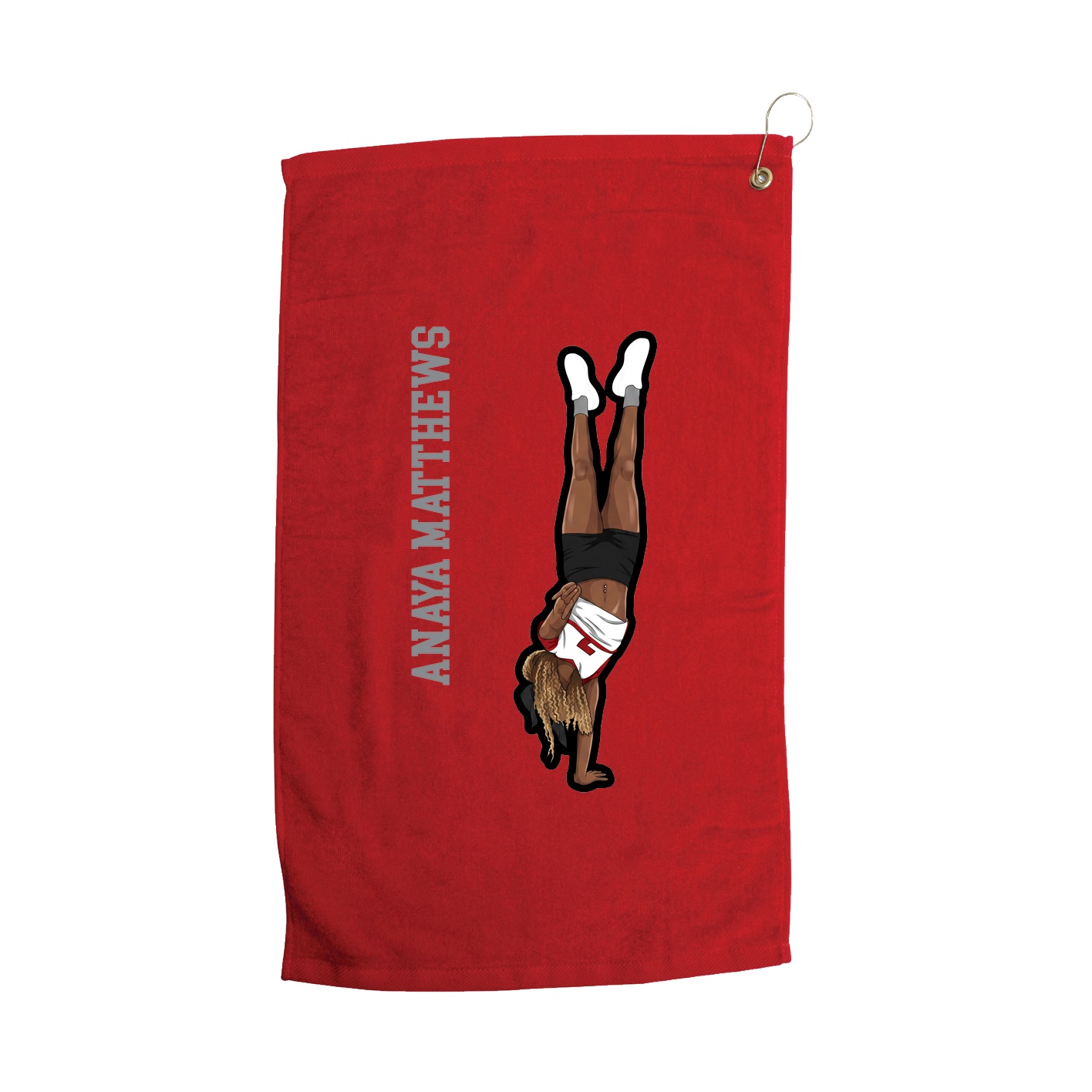 Golf Towel — Name Vertical in Red