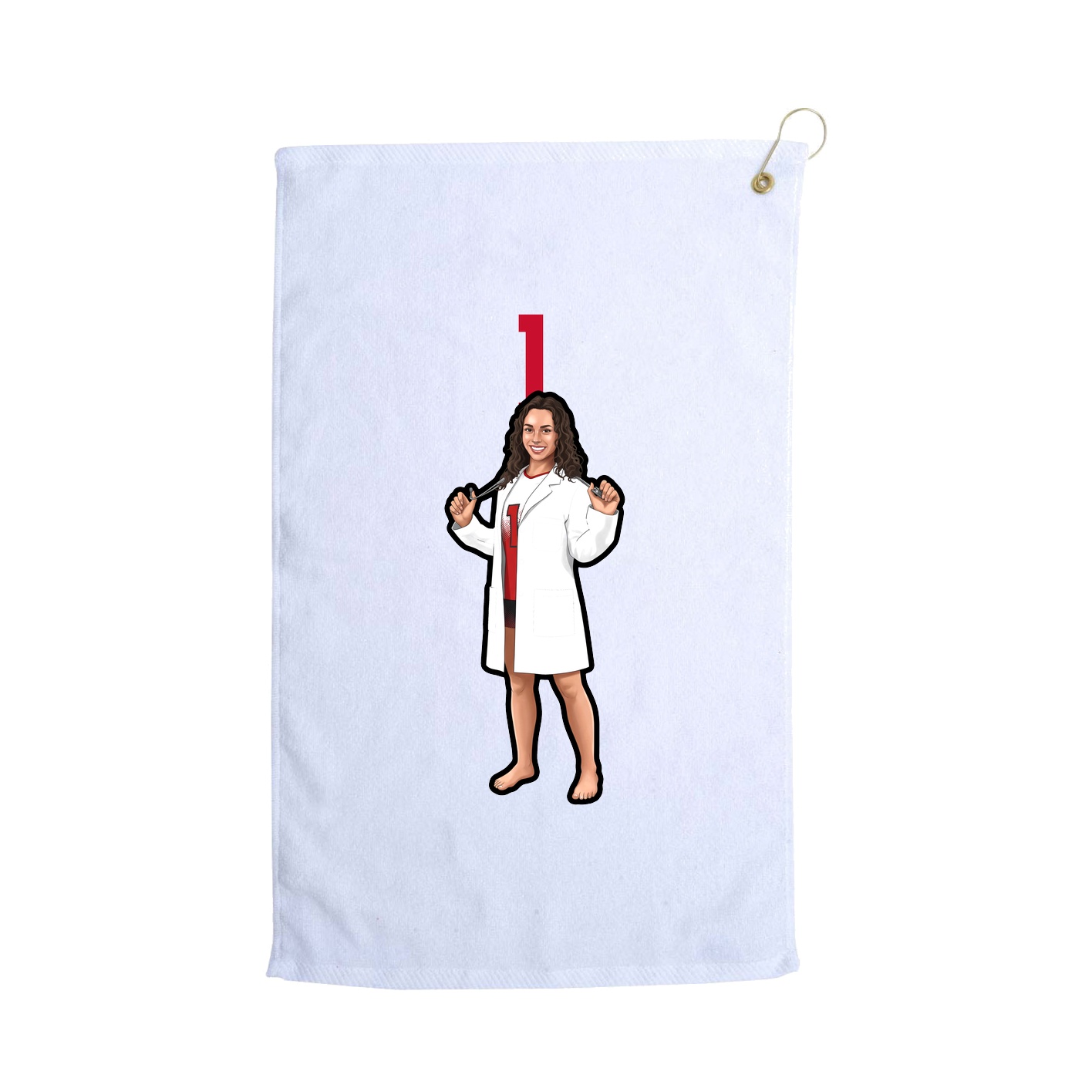 Golf Towel — Number Top in White