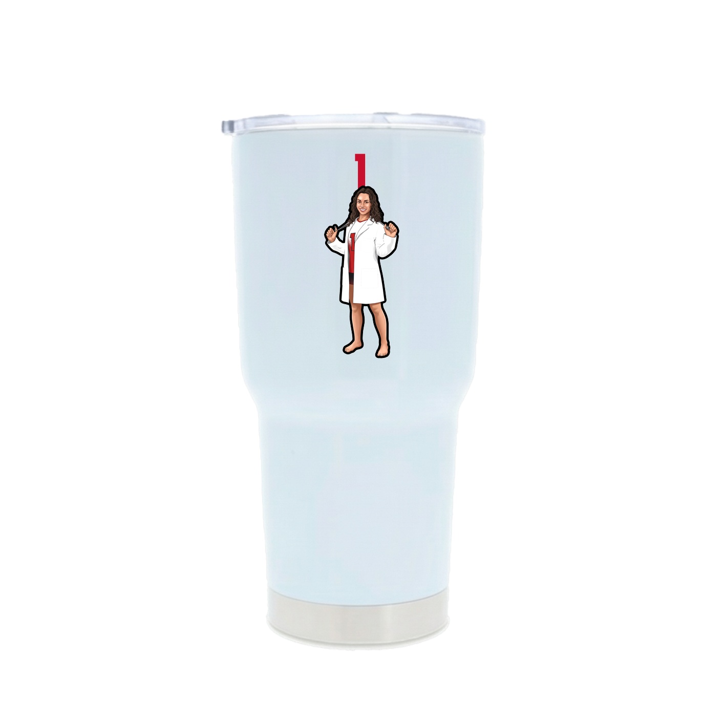30oz Stainless Steel Tumbler — Number Top in White