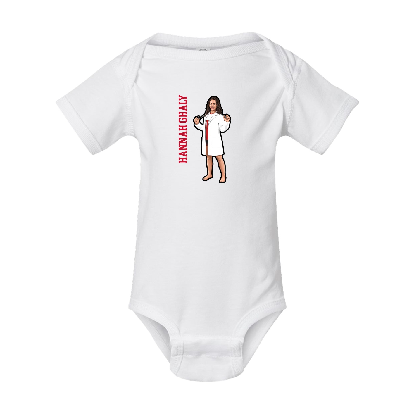 Baby Onesie — Name Vertical in White