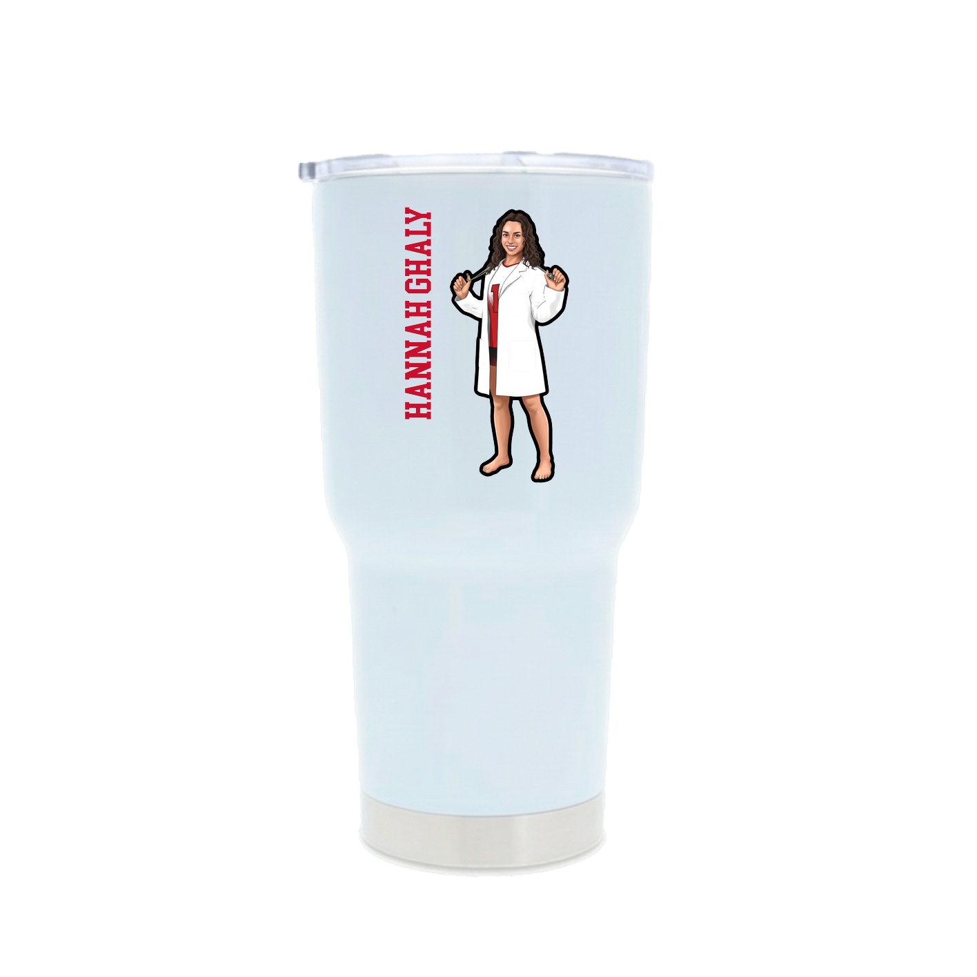 30oz Stainless Steel Tumbler — Name Vertical in White
