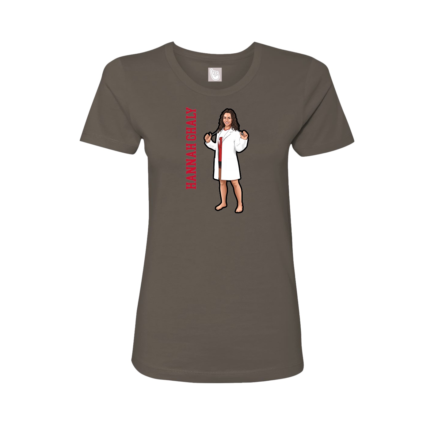Fitted Women's Tee — Name Vertical in Grey