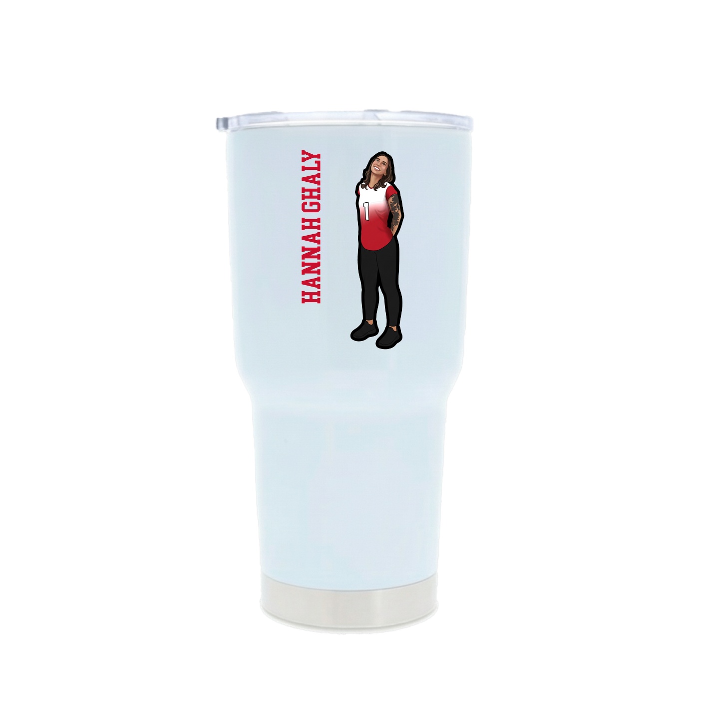 30oz Stainless Steel Tumbler — Name Vertical in White