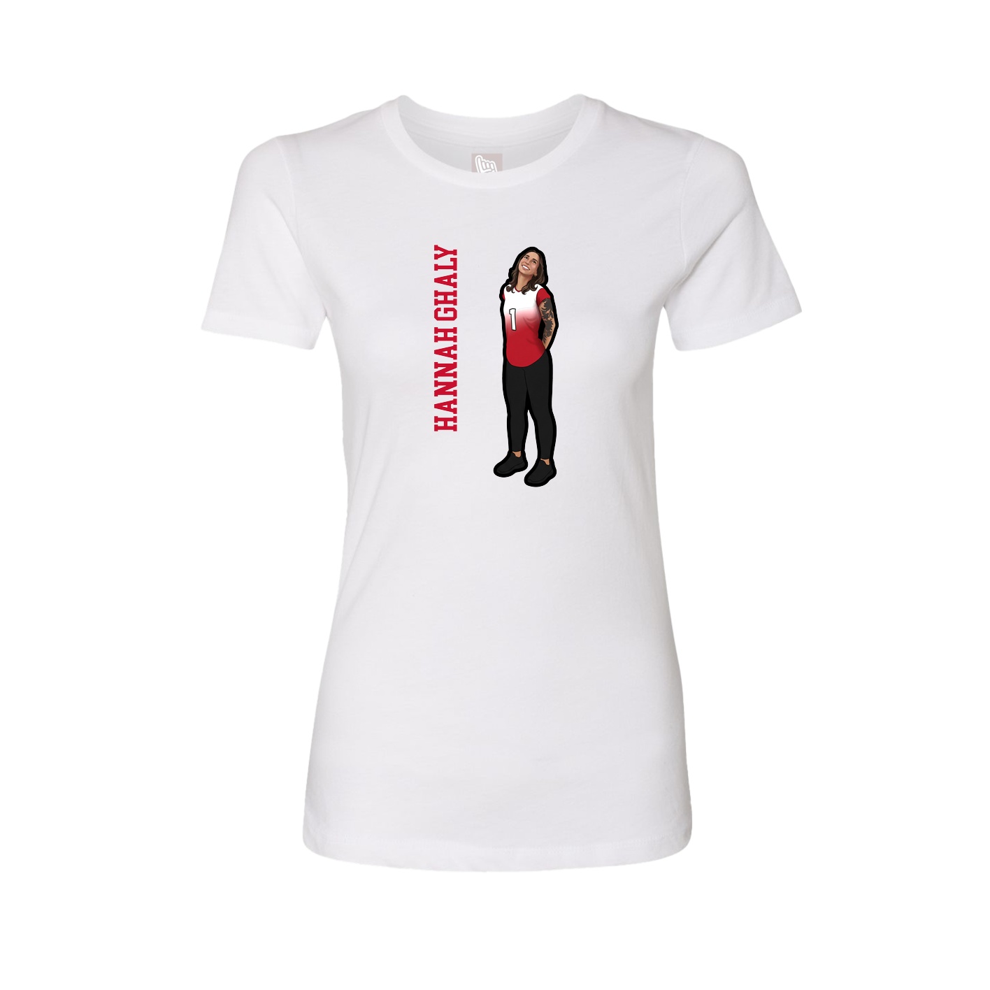 Fitted Women's Tee — Name Vertical in White