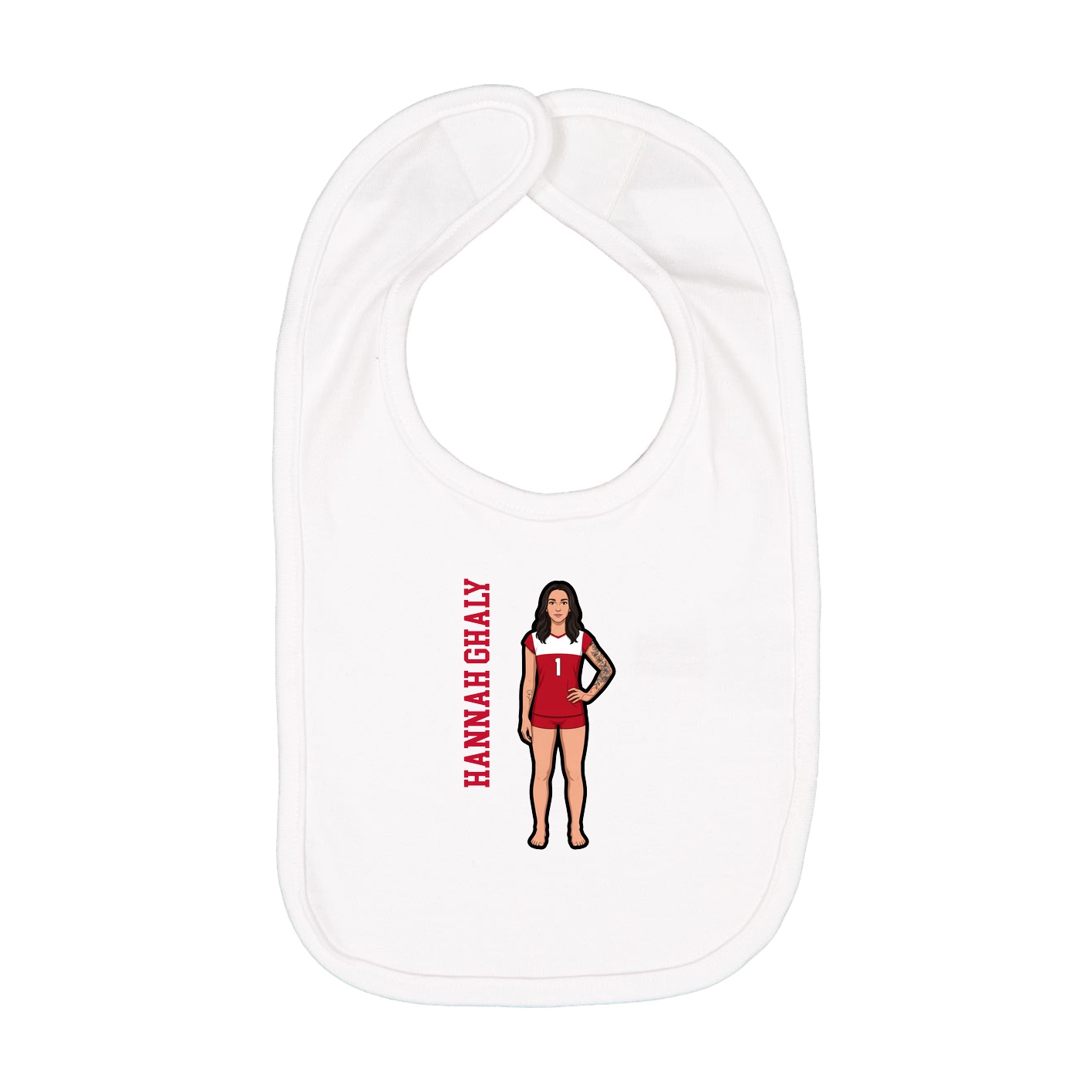 Infant Bib — Name Vertical in White