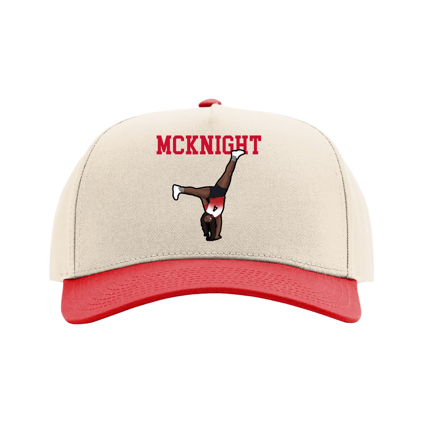 Full Fabric Five-Panel Champ Cap — Shirsey in Cream/Red