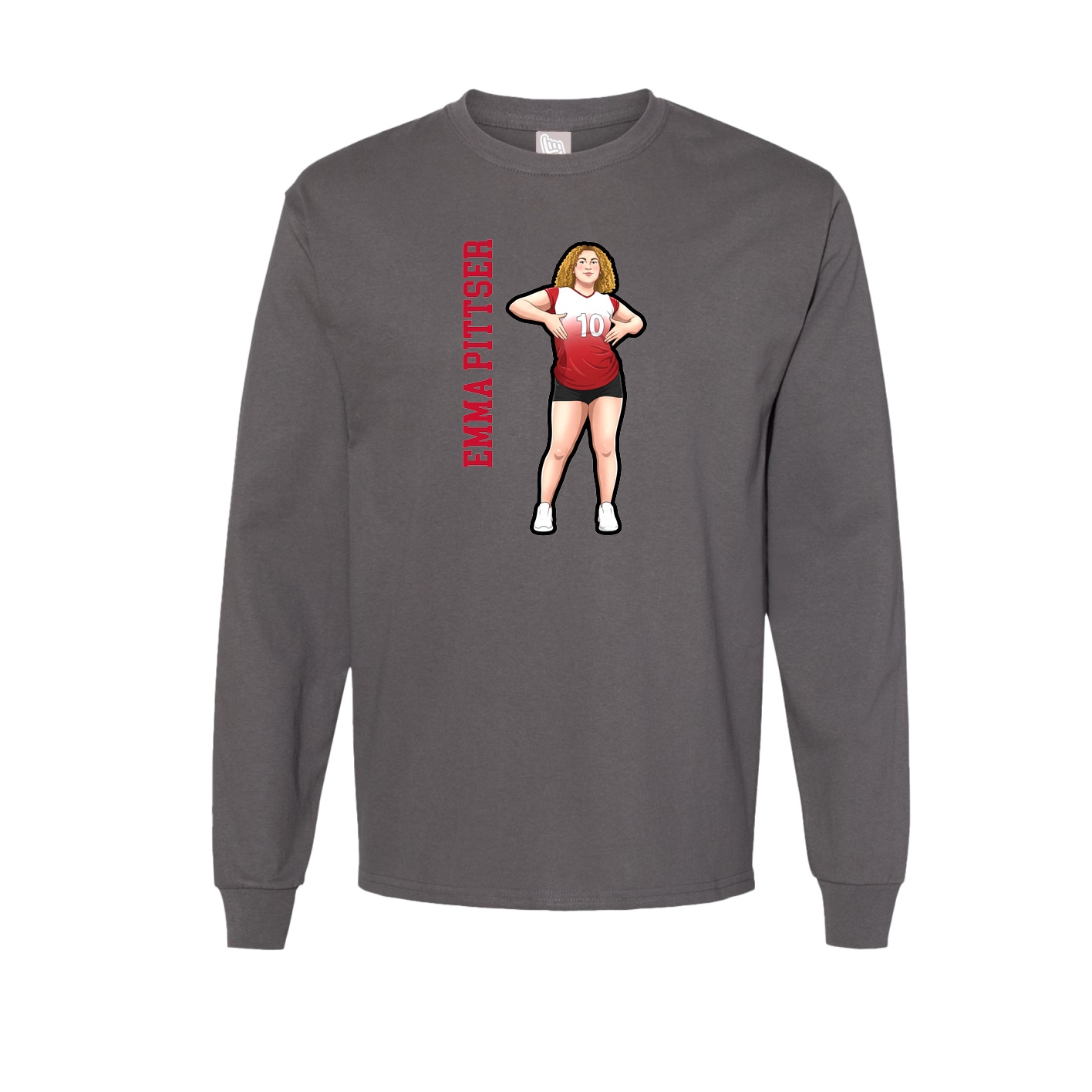 Long Sleeve Tee — Name Vertical in Grey