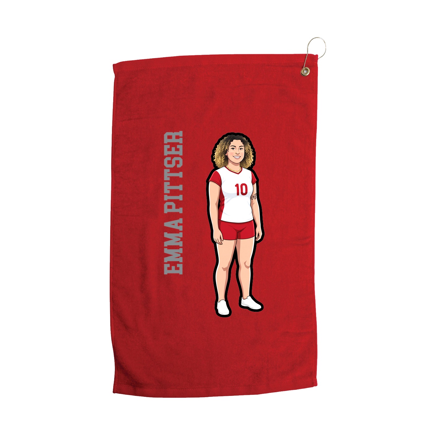 Golf Towel — Name Vertical in Red