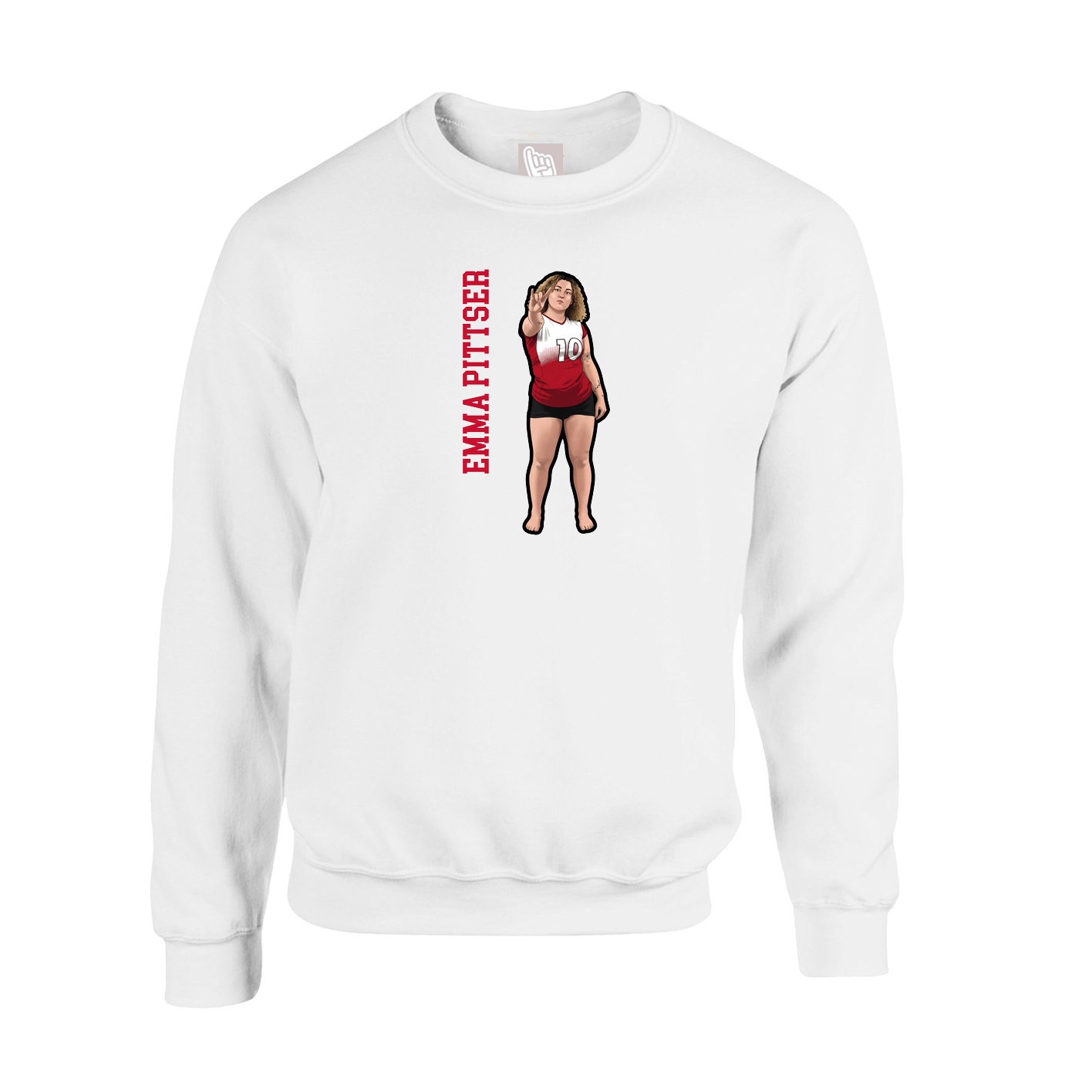 Fleece Crew — Name Vertical in White