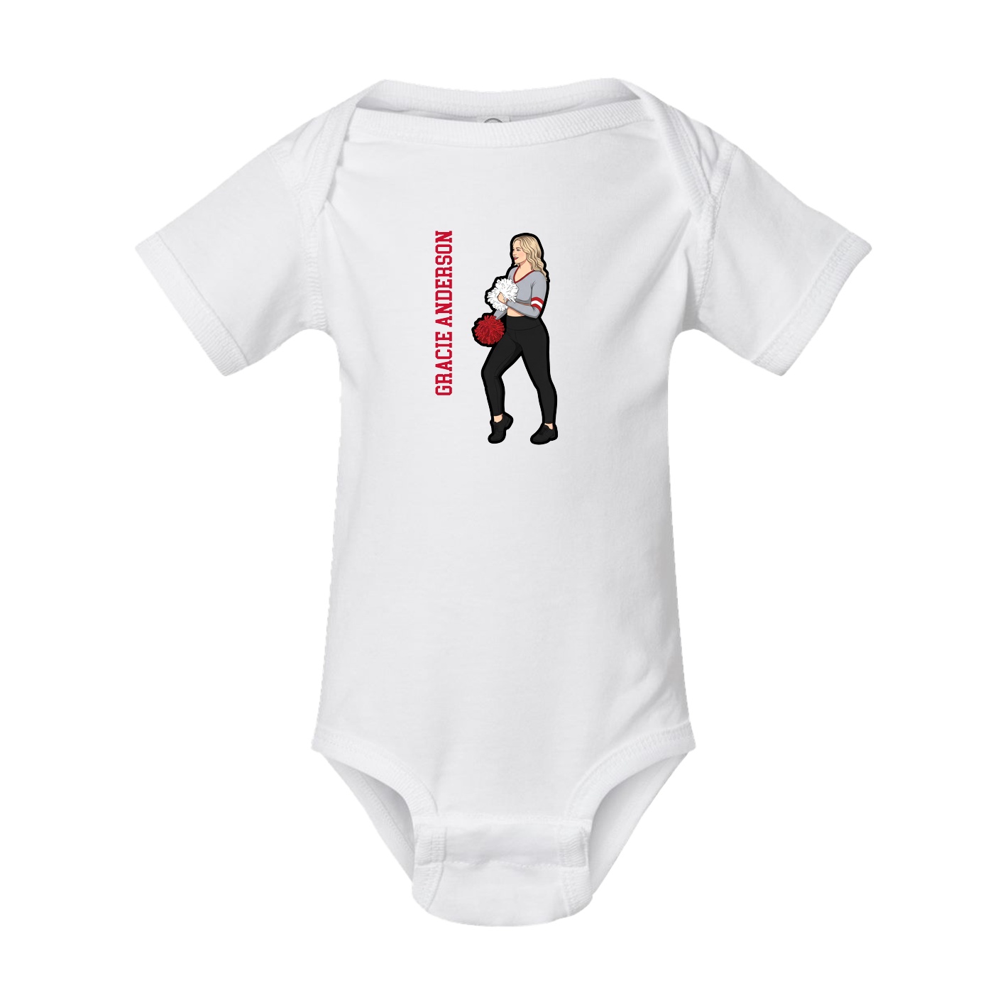 Baby Onesie — Name Vertical in White