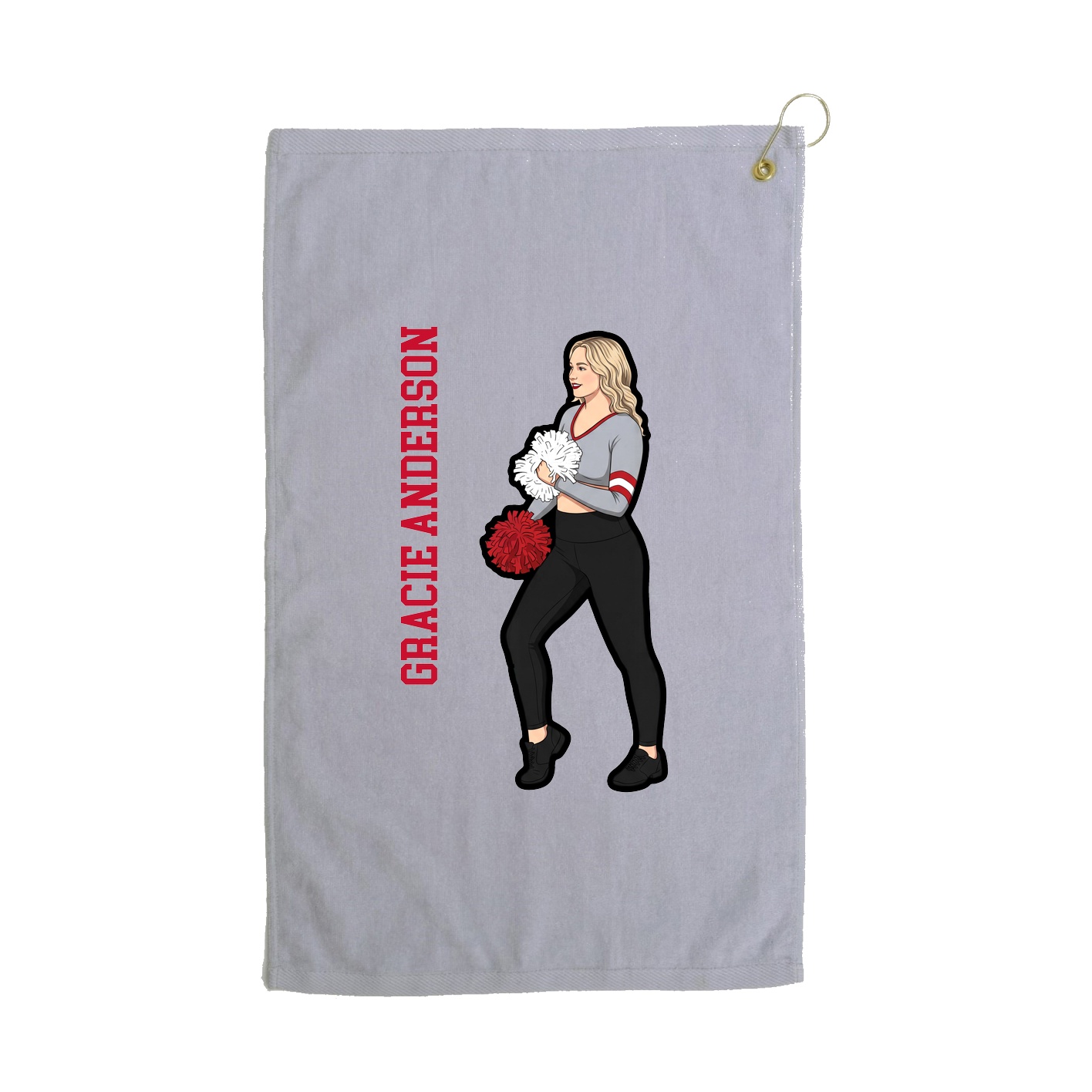 Golf Towel — Name Vertical in Grey