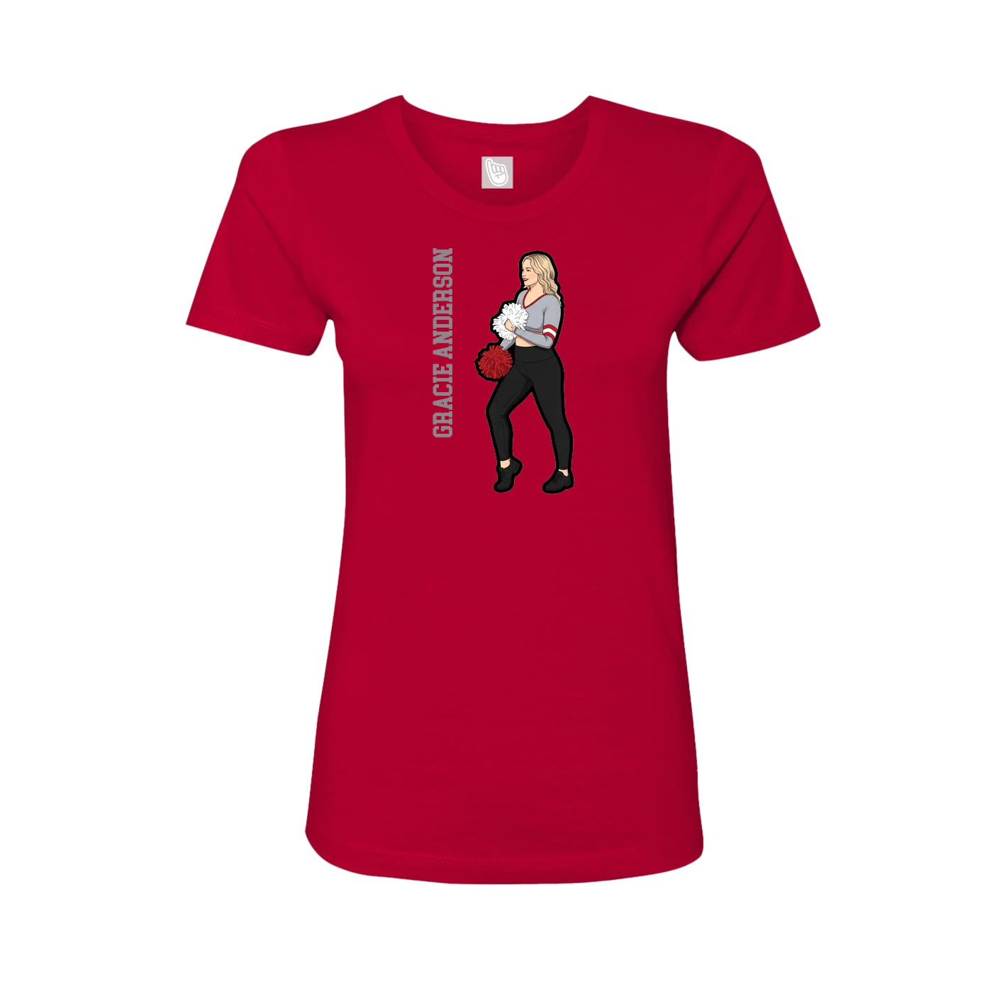 Fitted Women's Tee — Name Vertical in Red