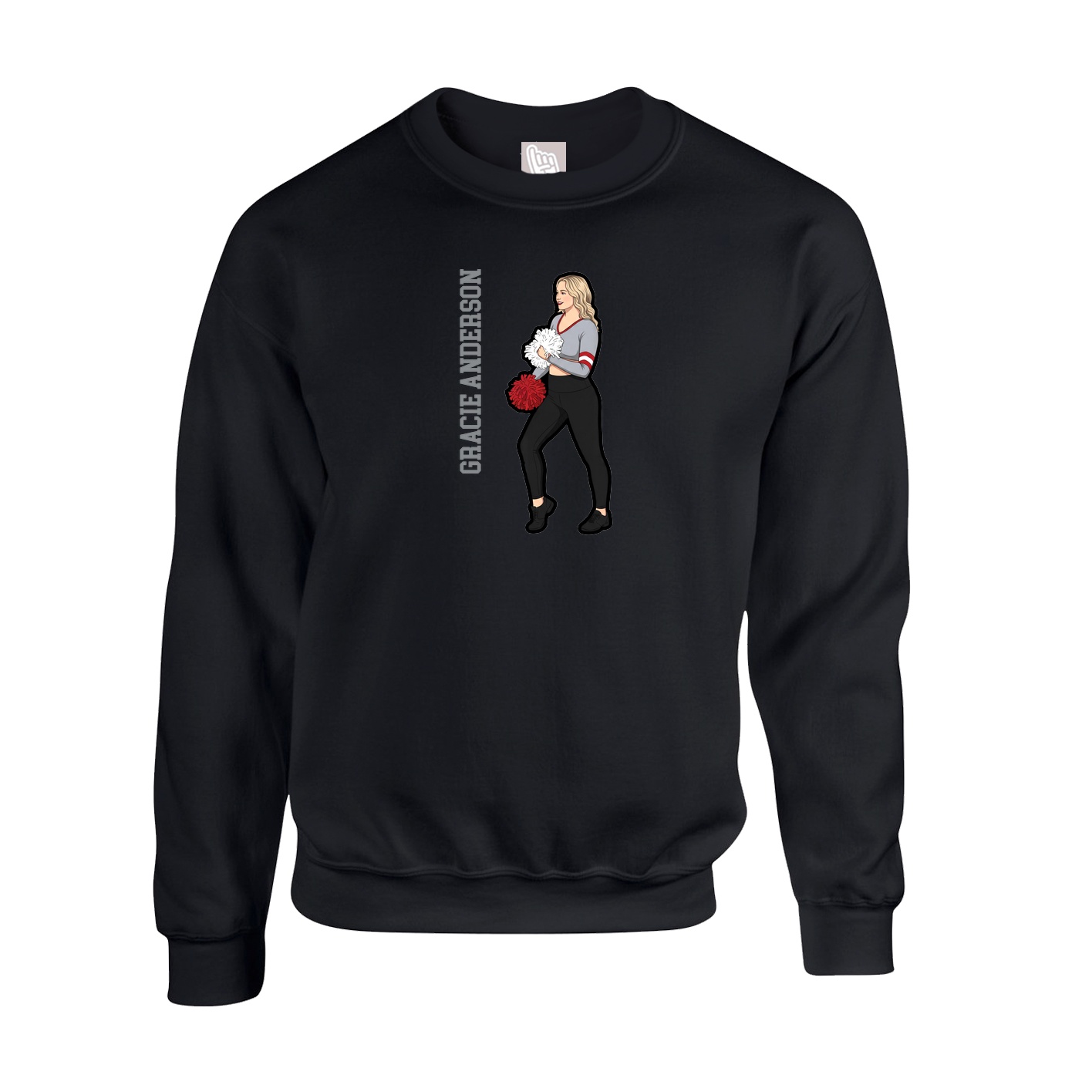 Fleece Crew — Name Vertical in Black