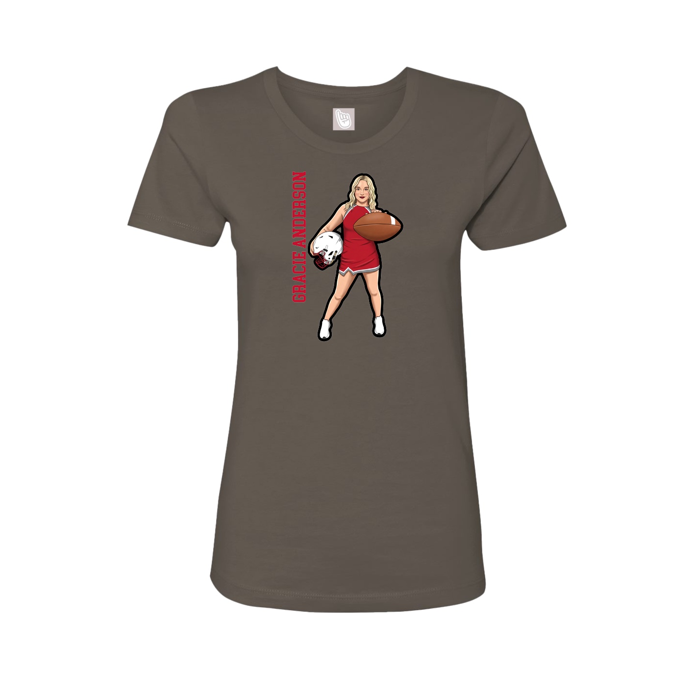 Fitted Women's Tee — Name Vertical in Grey