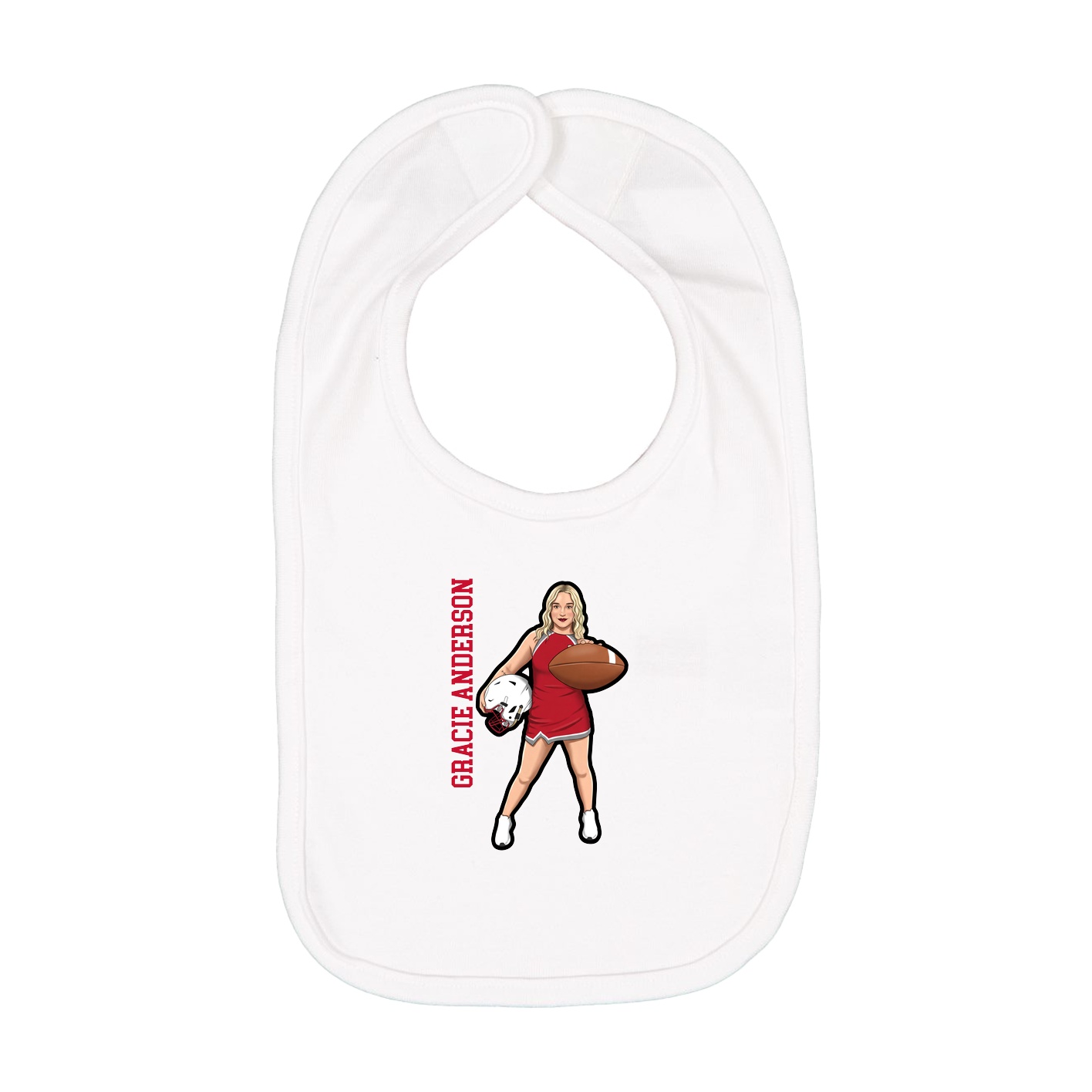 Infant Bib — Name Vertical in White