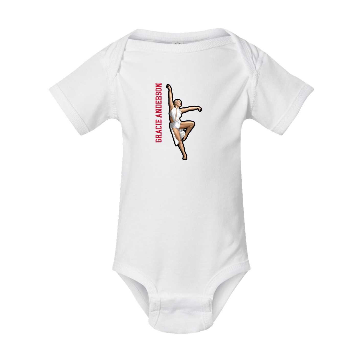Baby Onesie — Name Vertical in White