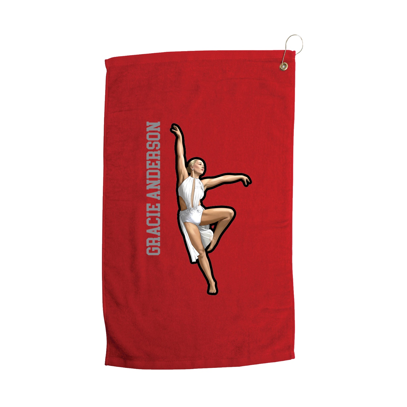 Golf Towel — Name Vertical in Red