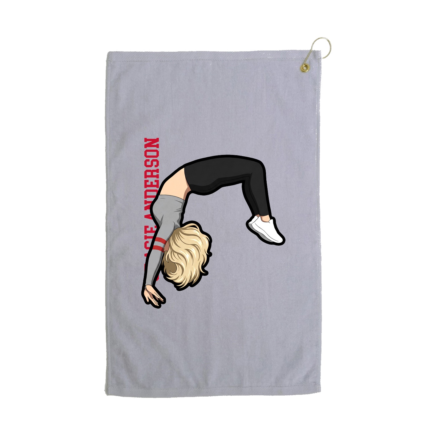 Golf Towel — Name Vertical in Grey