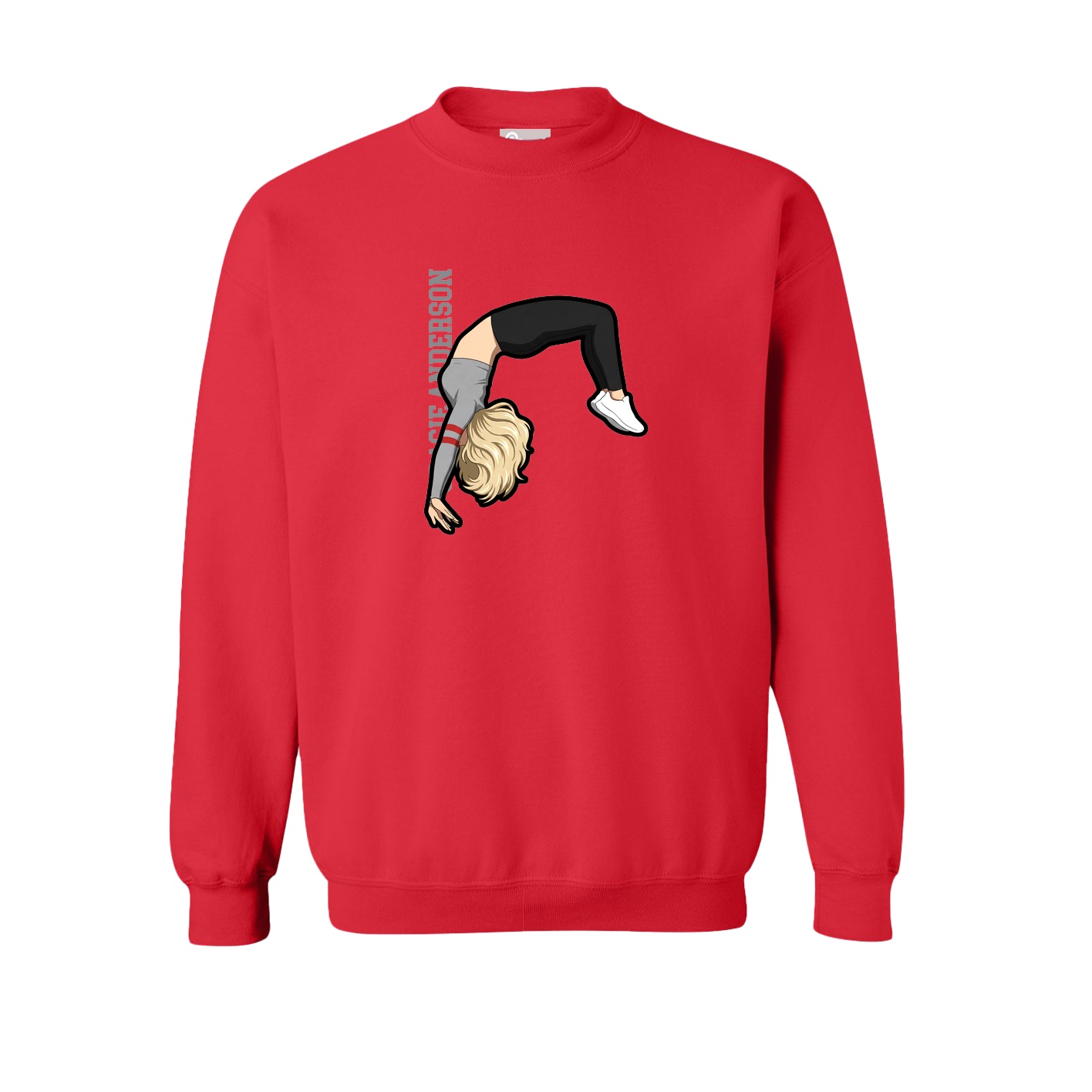 Fleece Crew — Name Vertical in Red