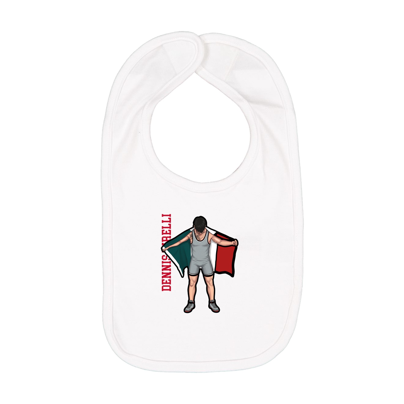 Infant Bib — Name Vertical in White