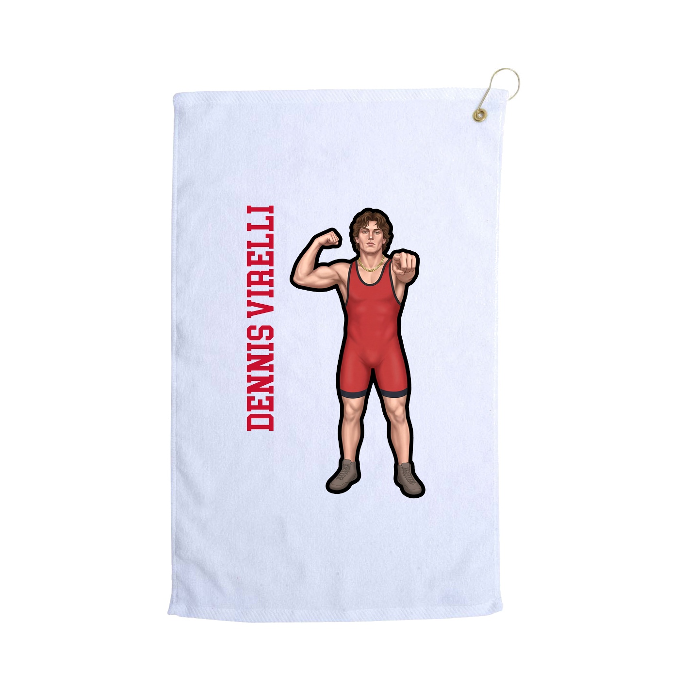 Golf Towel — Name Vertical in White