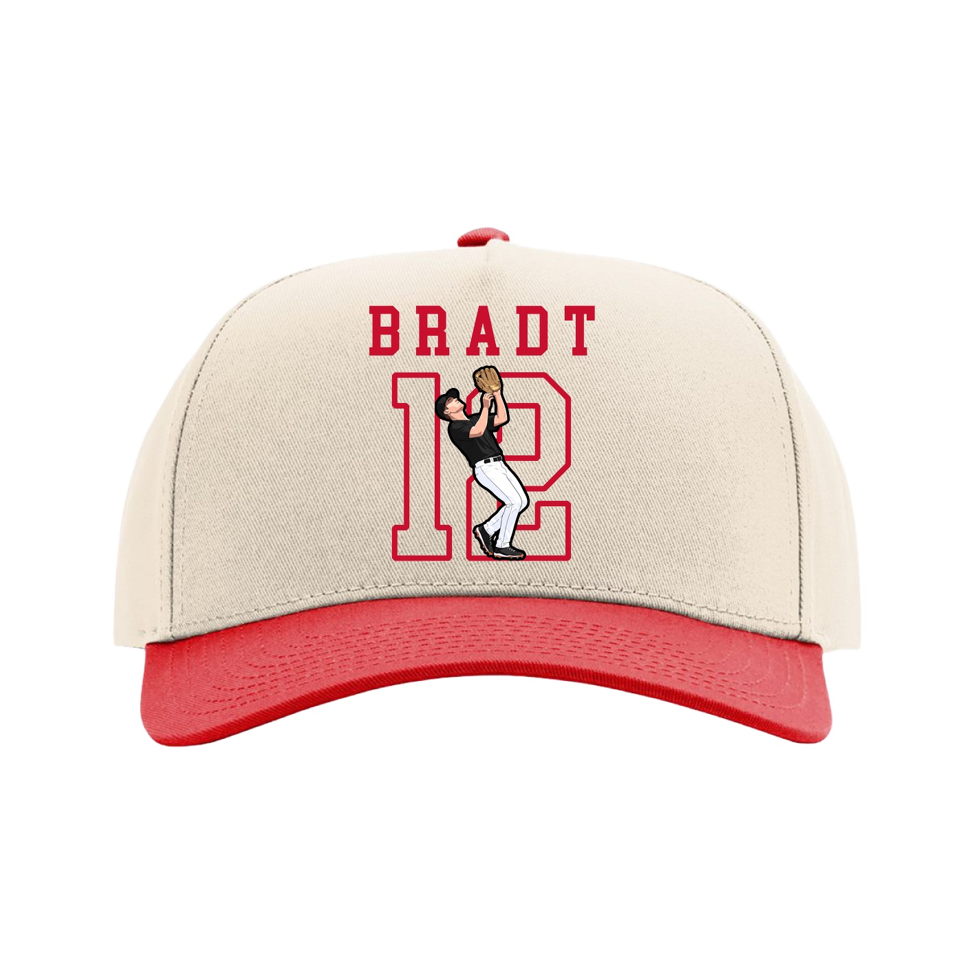 Full Fabric Five-Panel Champ Cap — Shirsey in Cream/Red