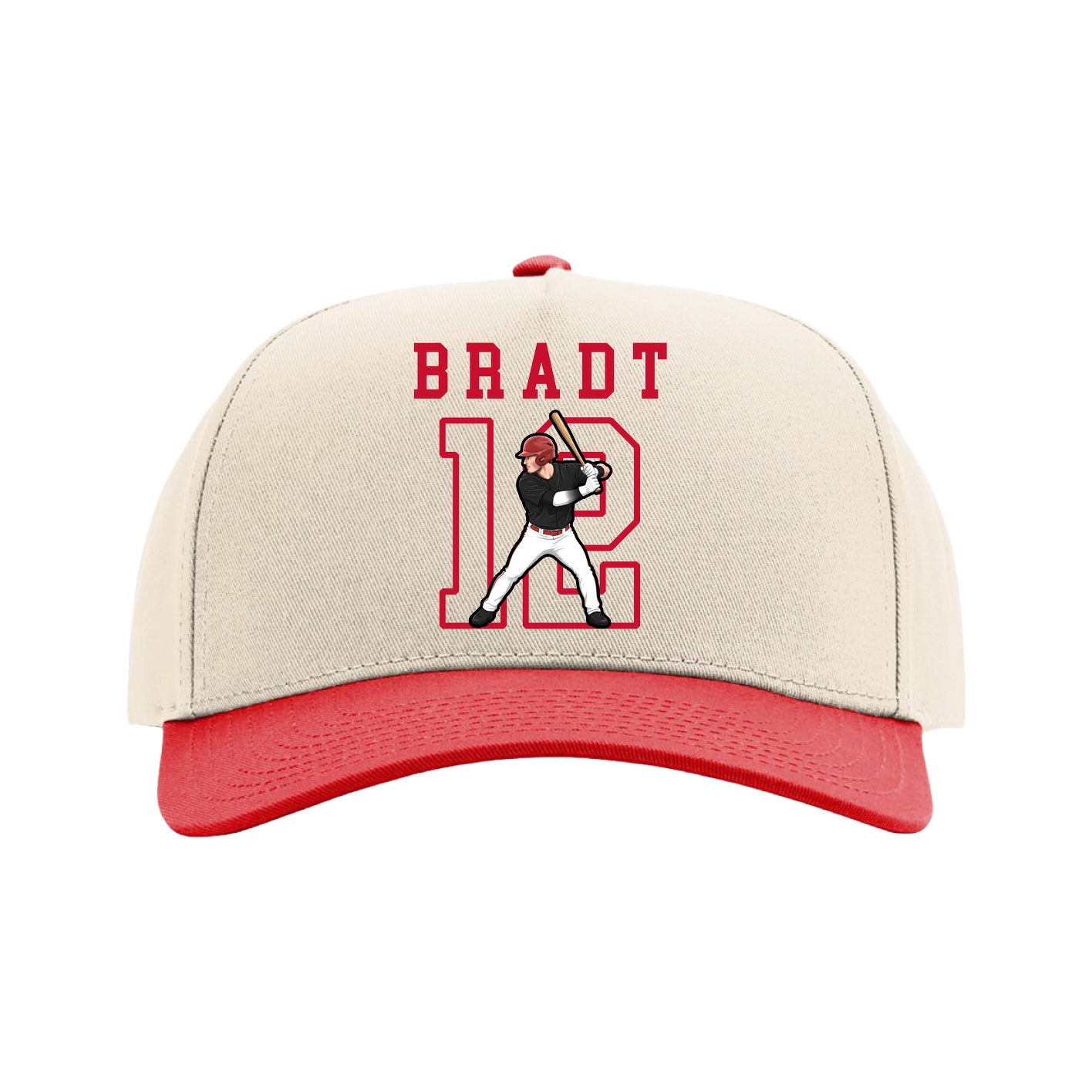 Full Fabric Five-Panel Champ Cap — Shirsey in Cream/Red