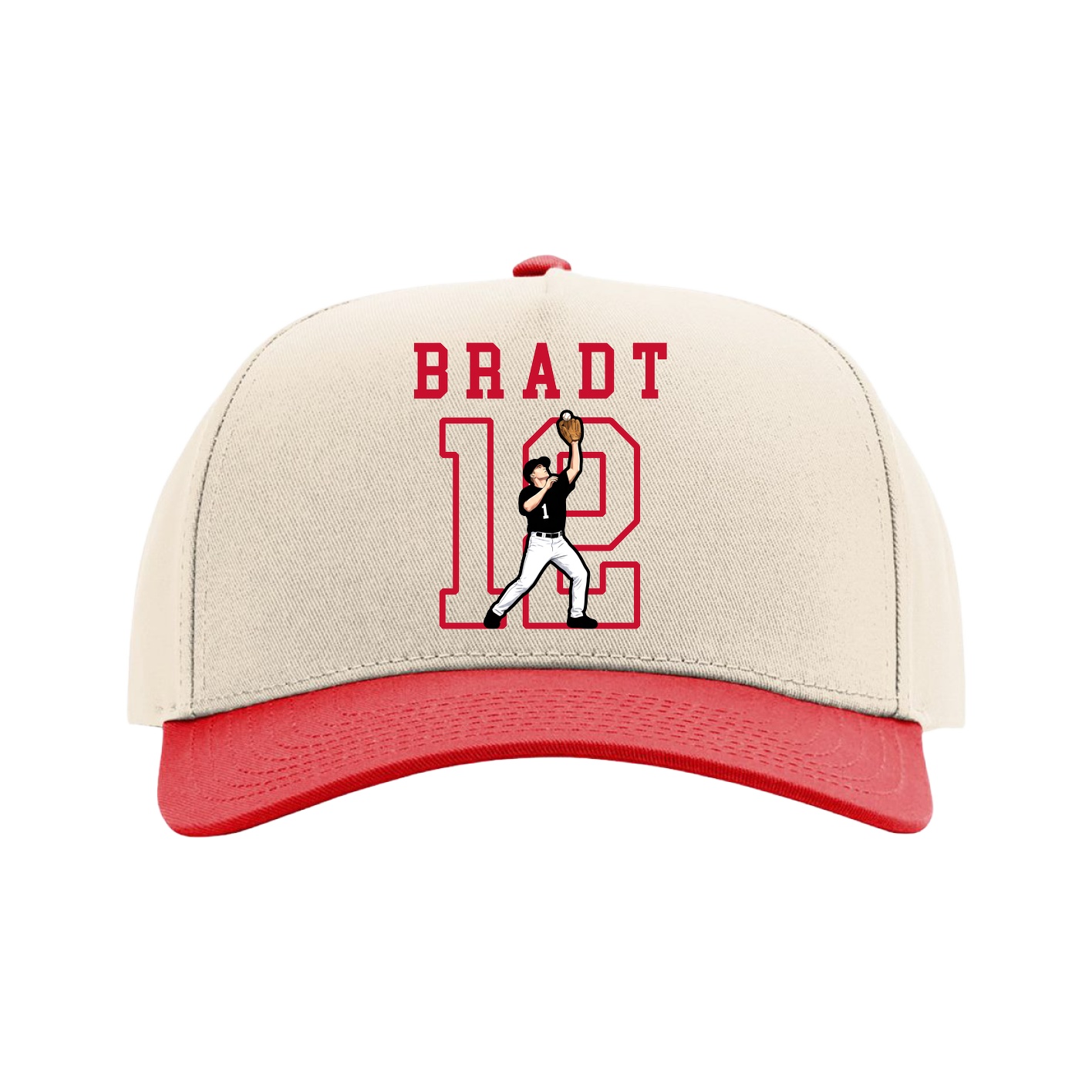 Full Fabric Five-Panel Champ Cap — Shirsey in Cream/Red
