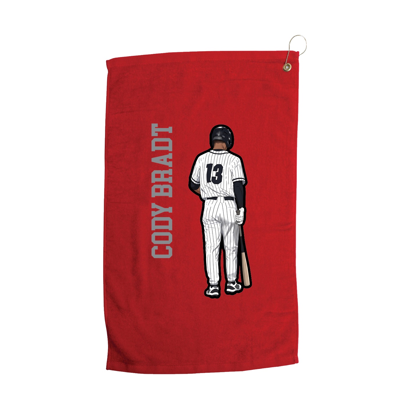 Golf Towel — Name Vertical in Red